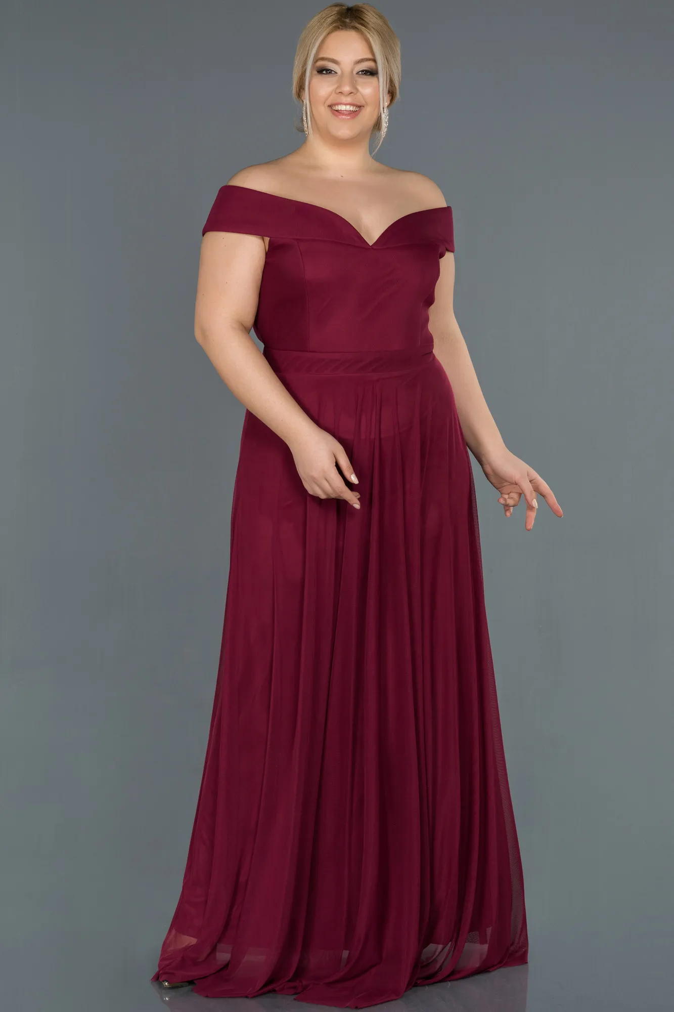 Fuchsia-Long Oversized Evening Dress ABU020