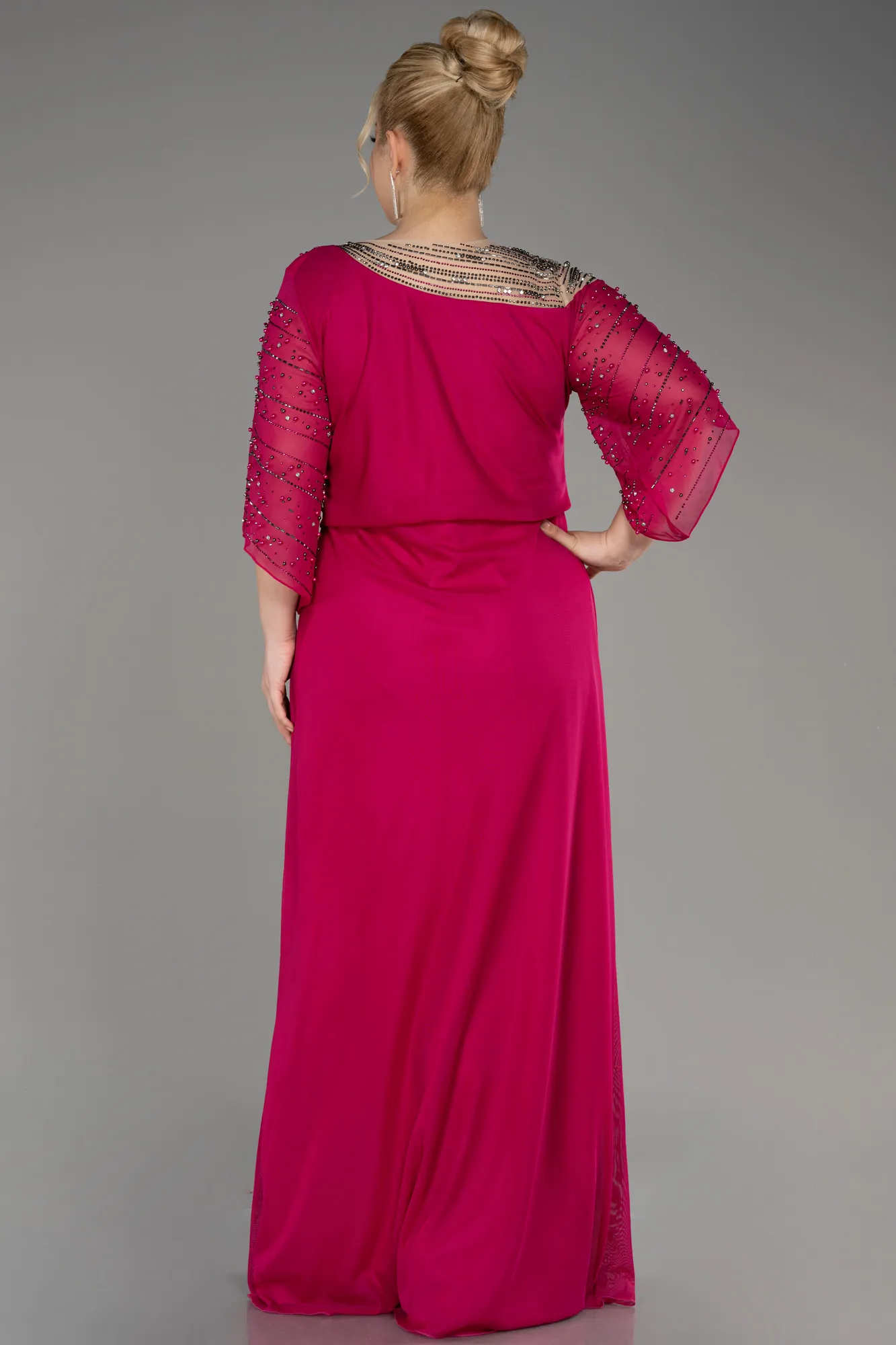 Fuchsia-Long Plus Size Engagement Dress ABU3650