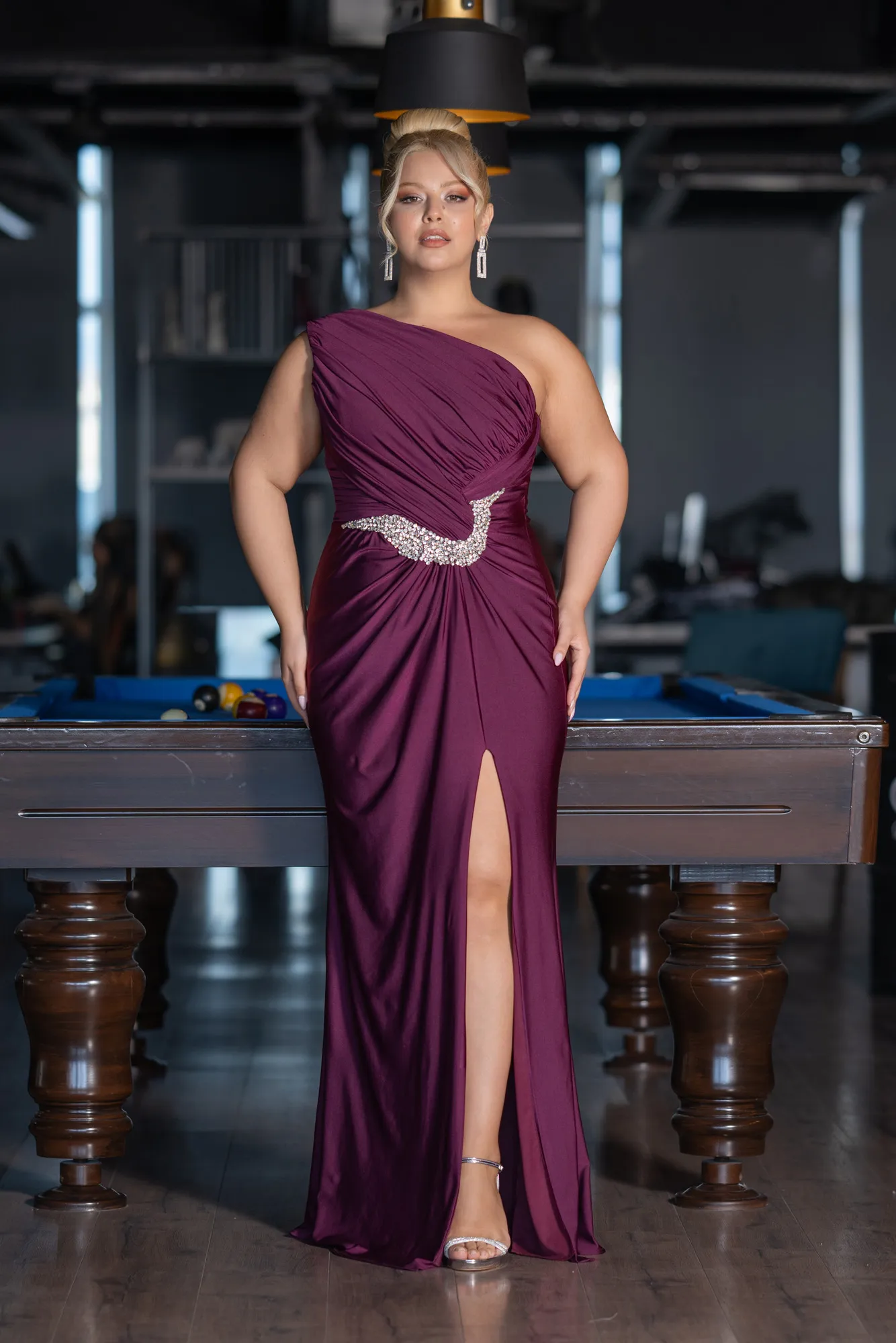 Fuchsia-Long Plus Size Engagement Dress ABU4148