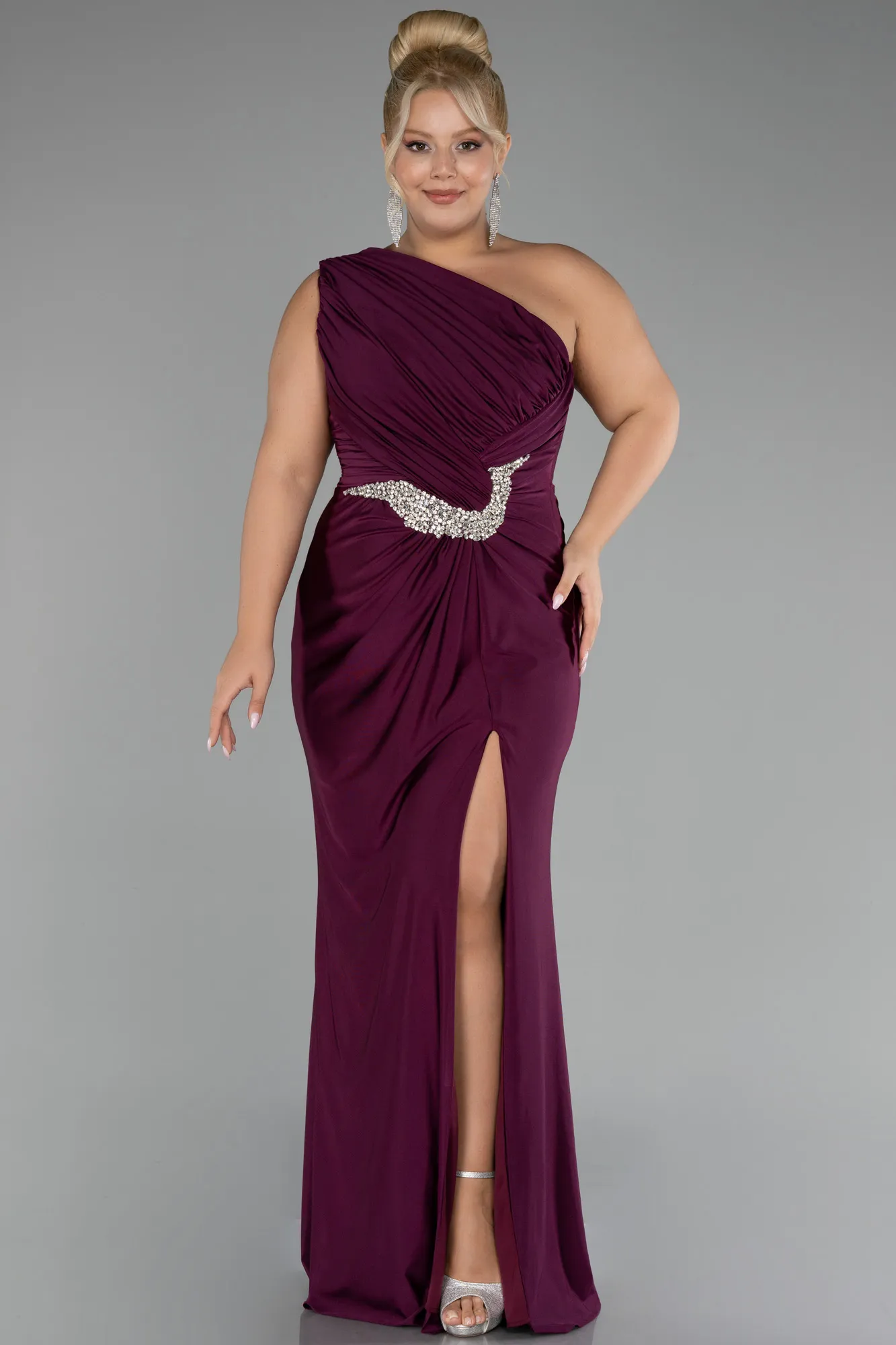 Fuchsia-Long Plus Size Engagement Dress ABU4148