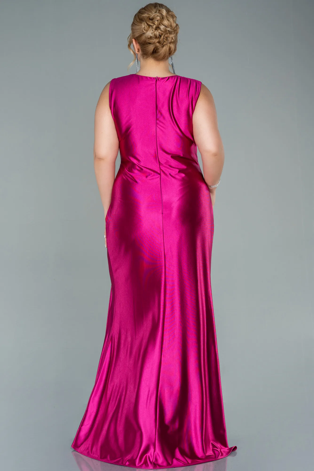 Fuchsia-Long Plus Size Evening Dress ABU2366