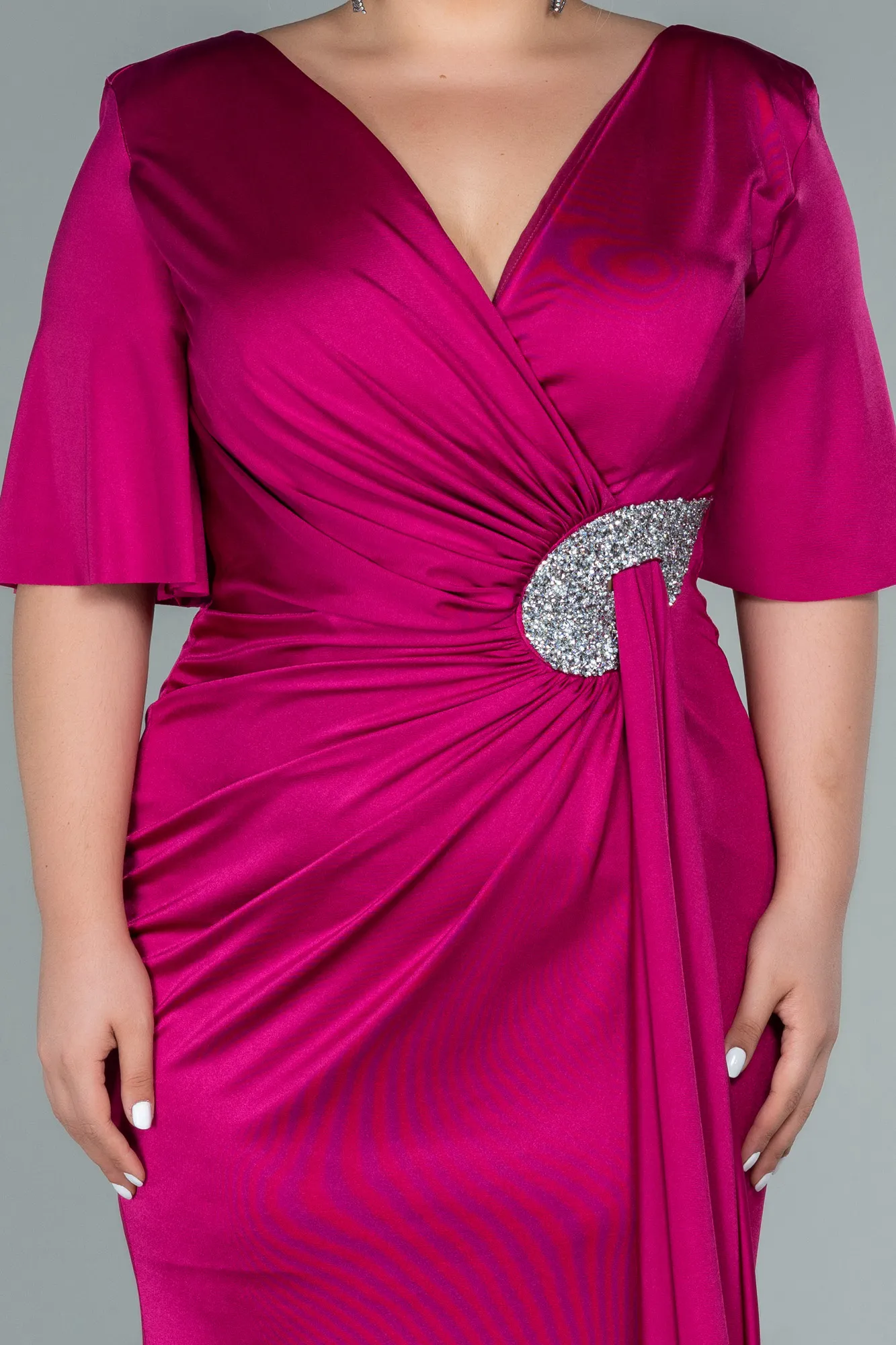 Fuchsia-Long Plus Size Evening Dress ABU2441