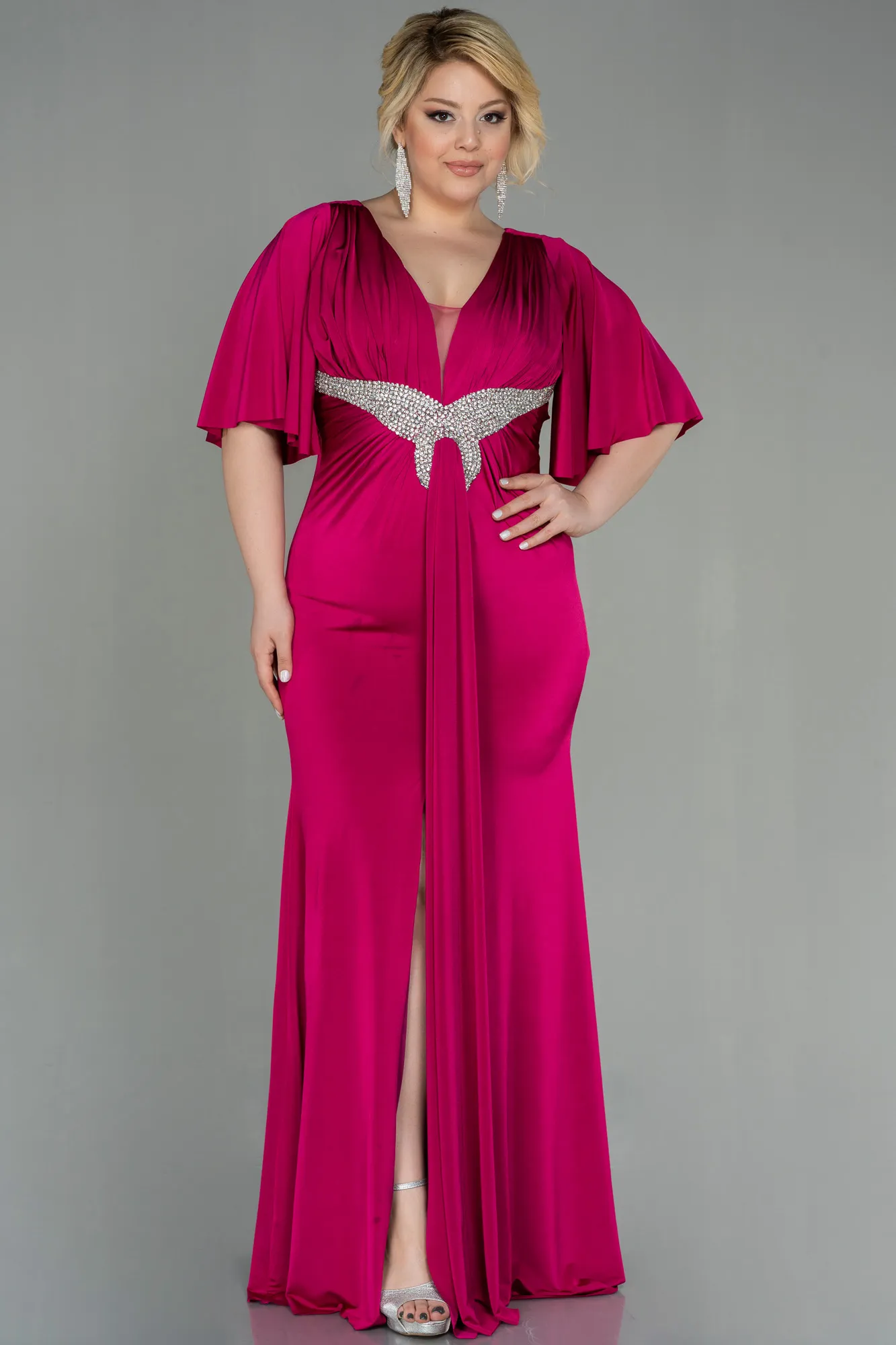 Fuchsia-Long Plus Size Evening Dress ABU3015
