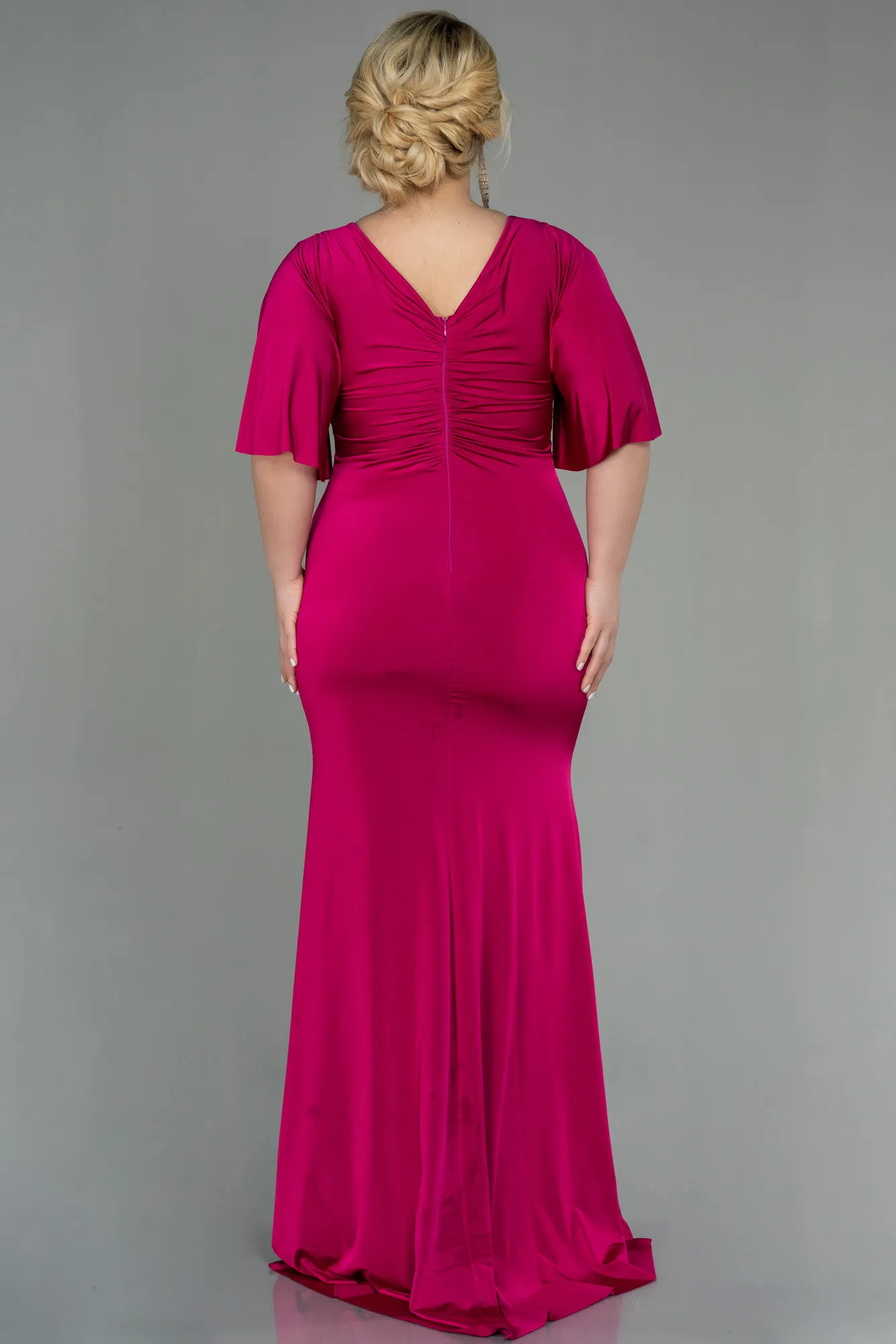 Fuchsia-Long Plus Size Evening Dress ABU3015