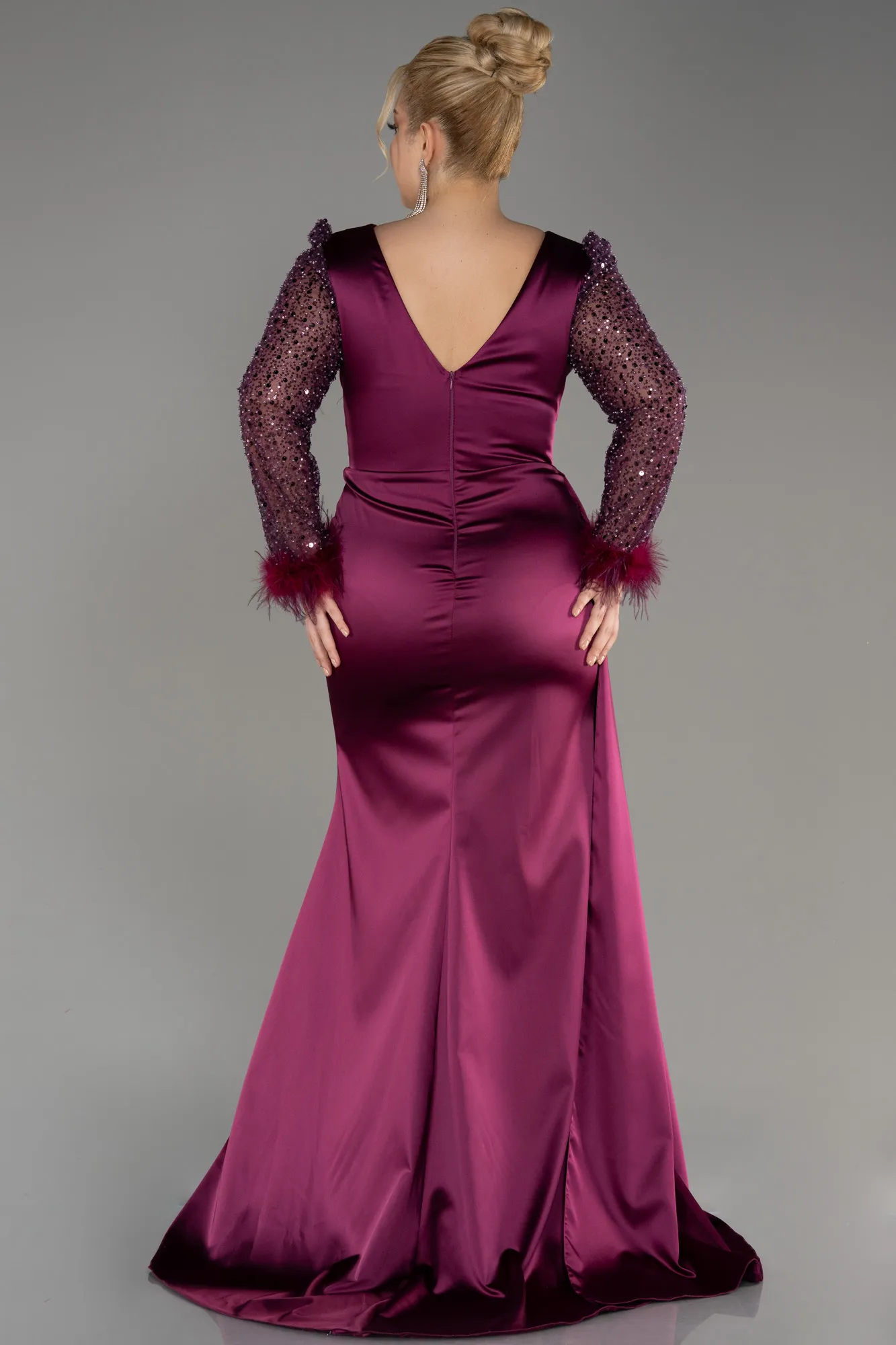 Fuchsia-Long Plus Size Evening Dress ABU3237