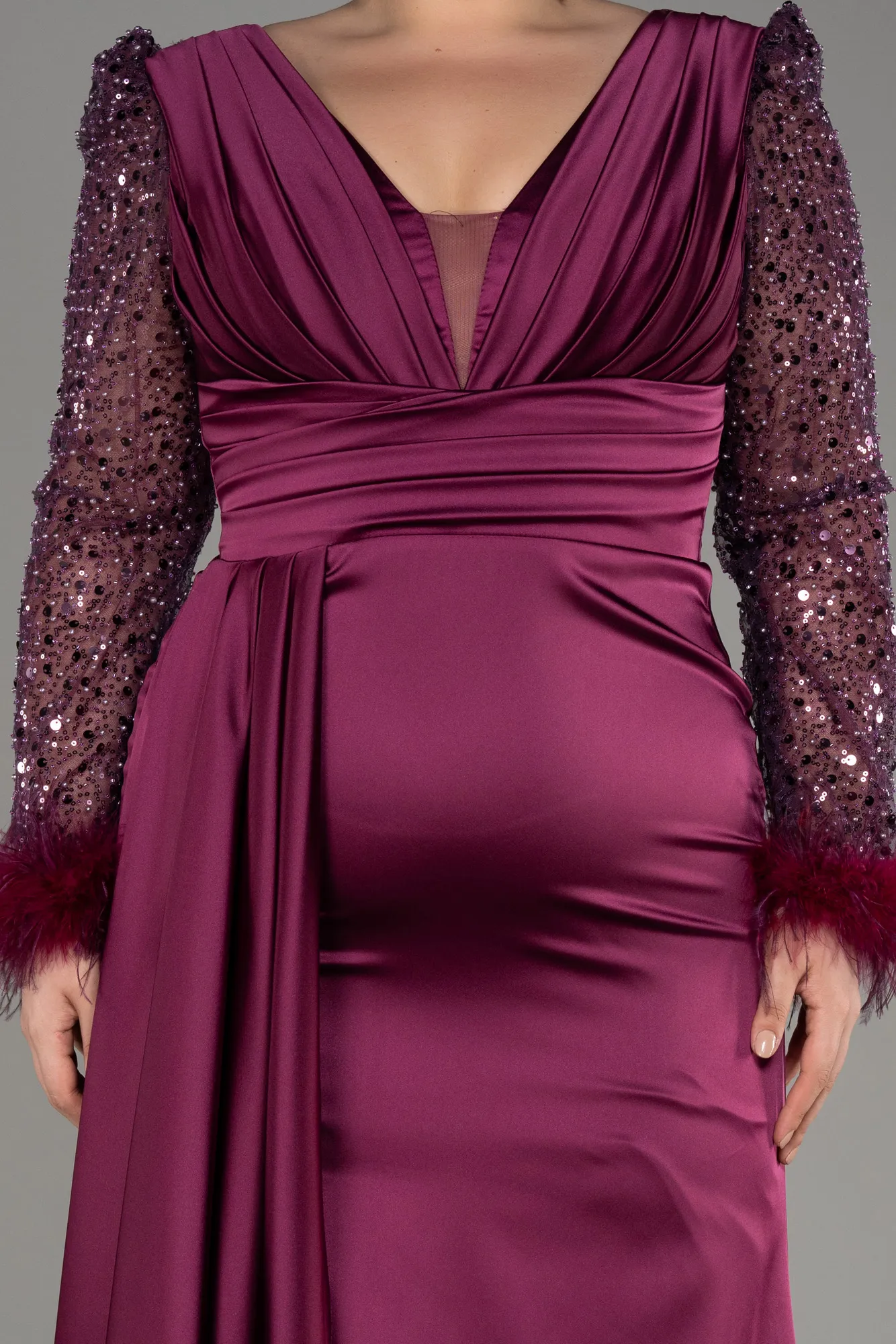 Fuchsia-Long Plus Size Evening Dress ABU3237