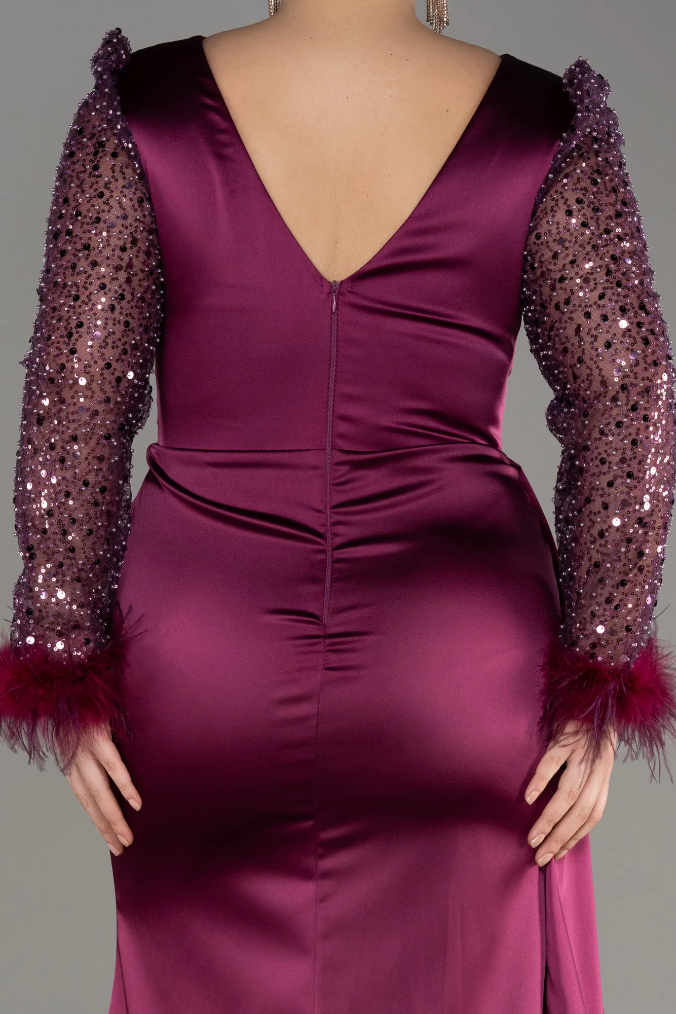 Fuchsia-Long Plus Size Evening Dress ABU3237