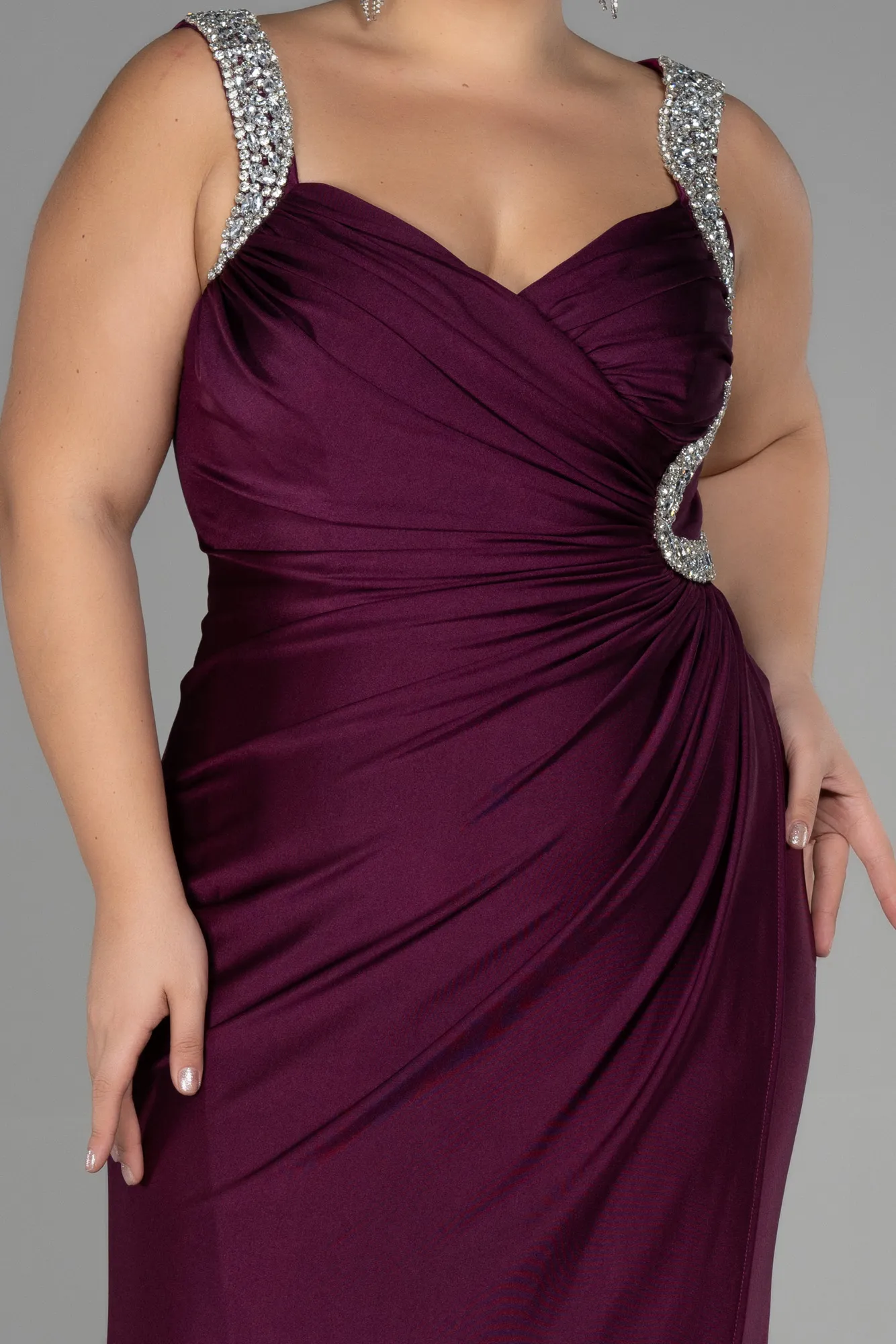 Fuchsia-Long Plus Size Evening Dress ABU3271