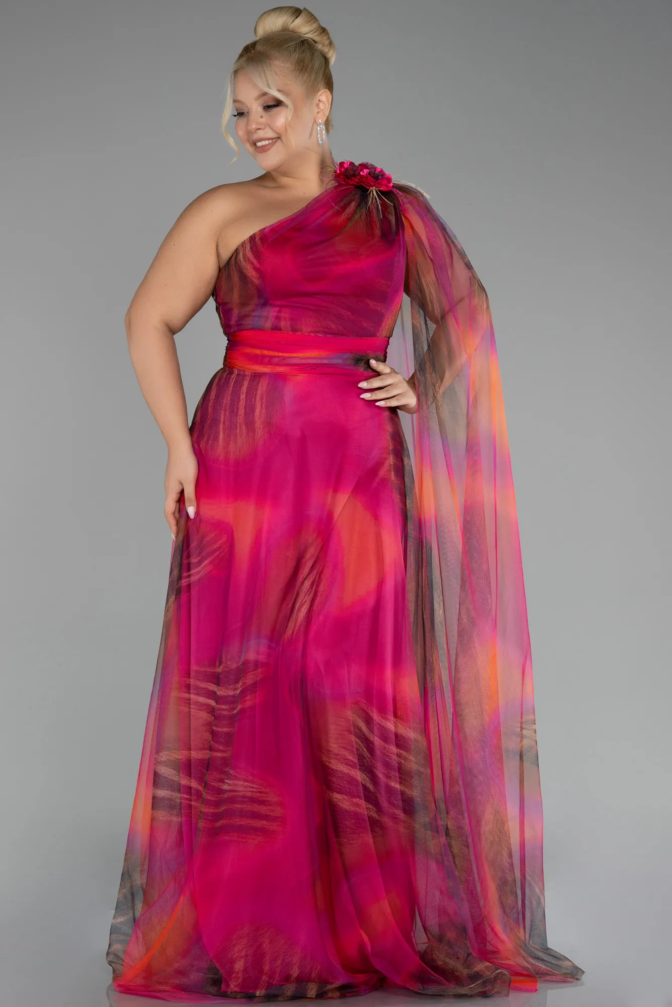 Fuchsia-Long Plus Size Evening Gown ABU3993