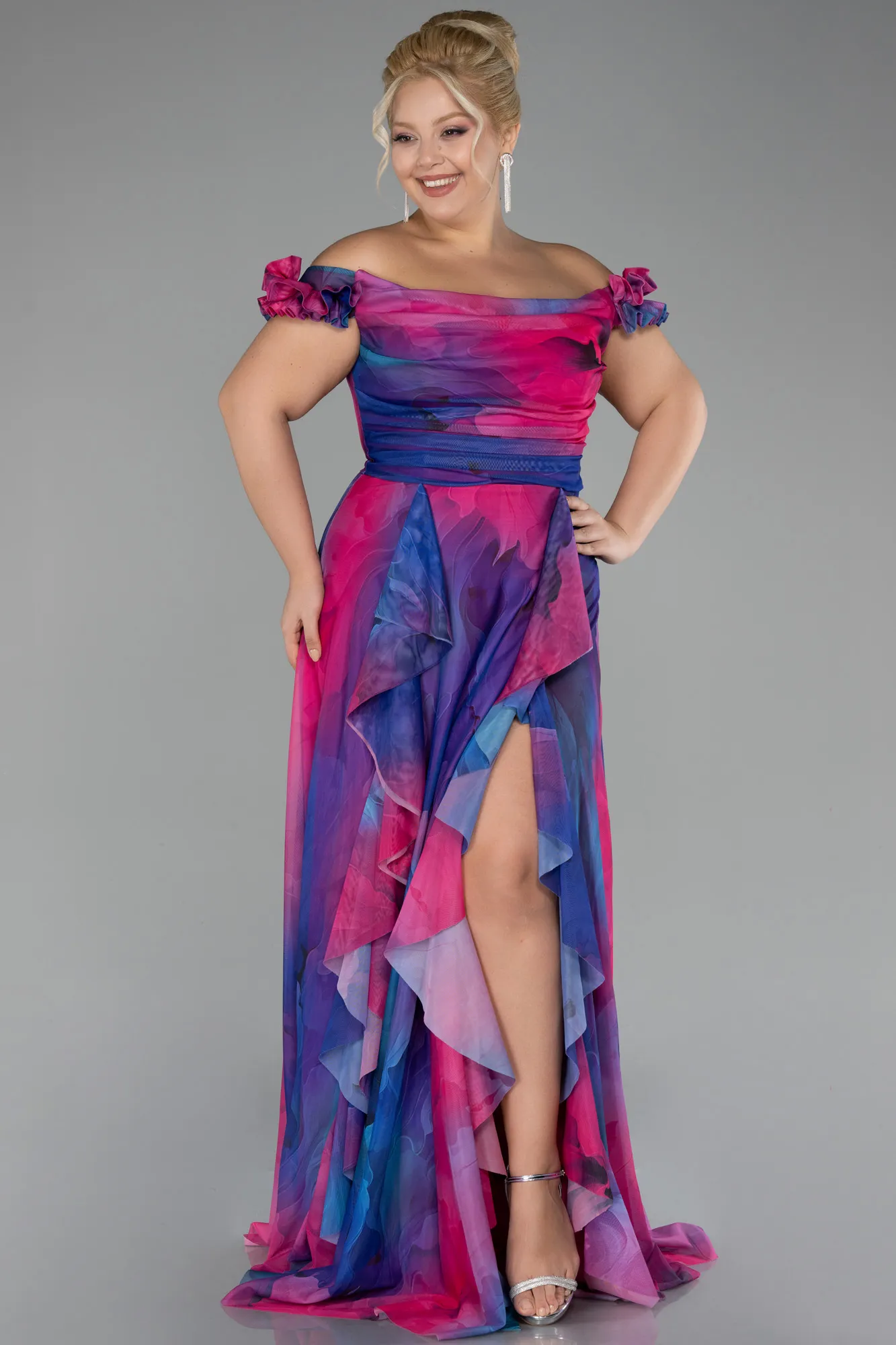 Fuchsia-Long Plus Size Evening Gown ABU4592