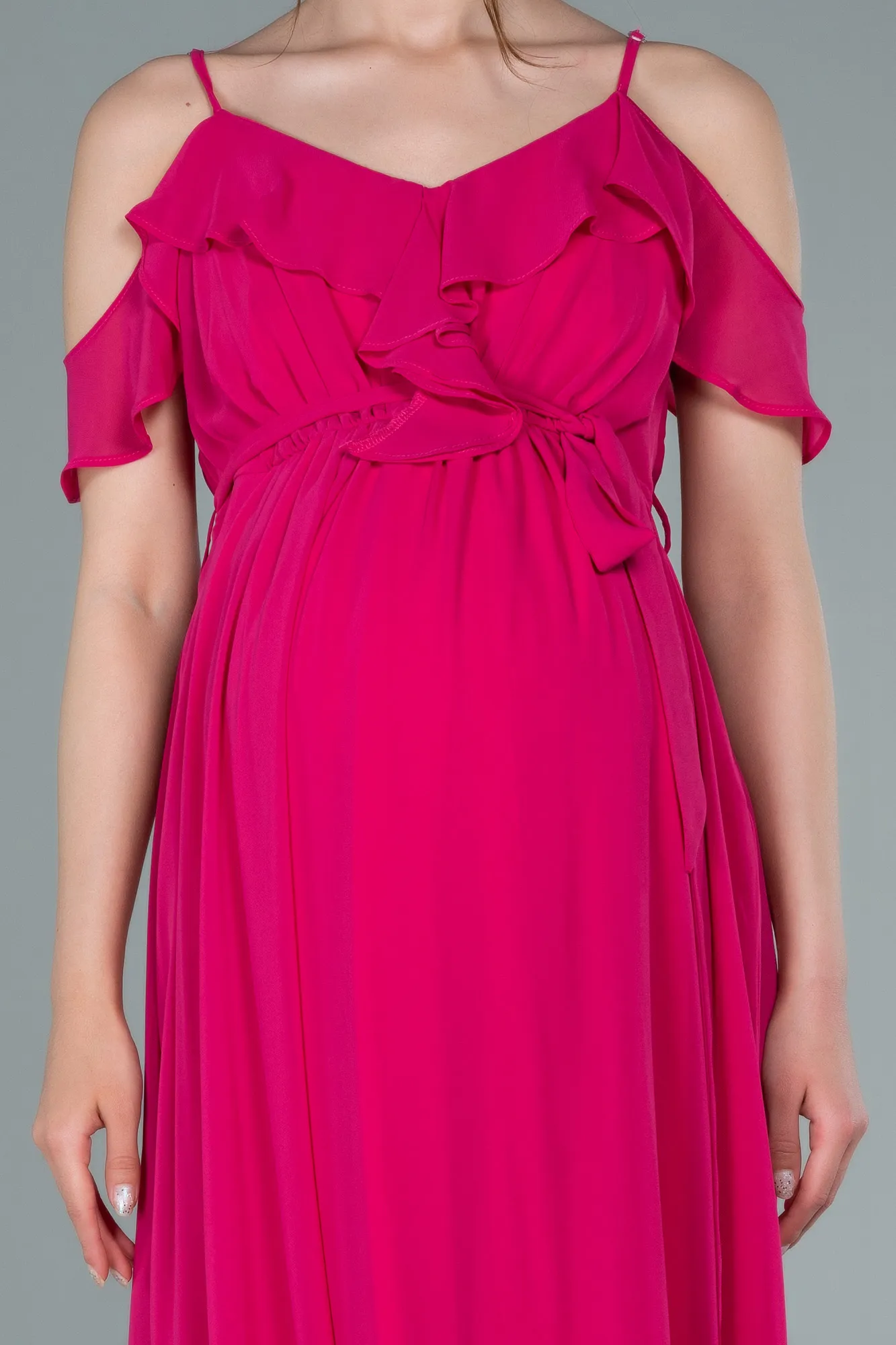 Fuchsia-Long Pregnancy Evening Dress ABU744
