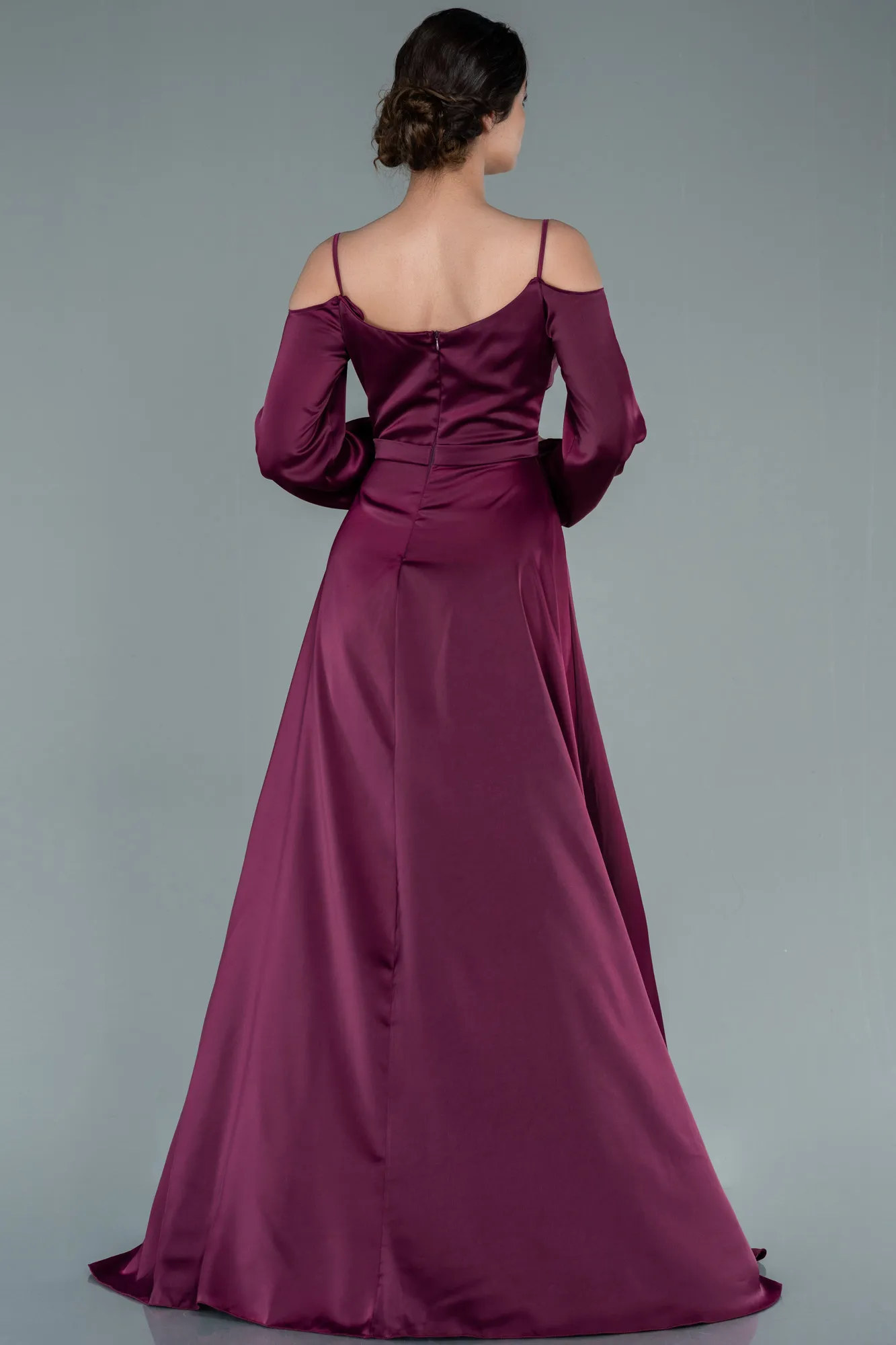 Fuchsia-Long Satin Evening Dress ABU2339