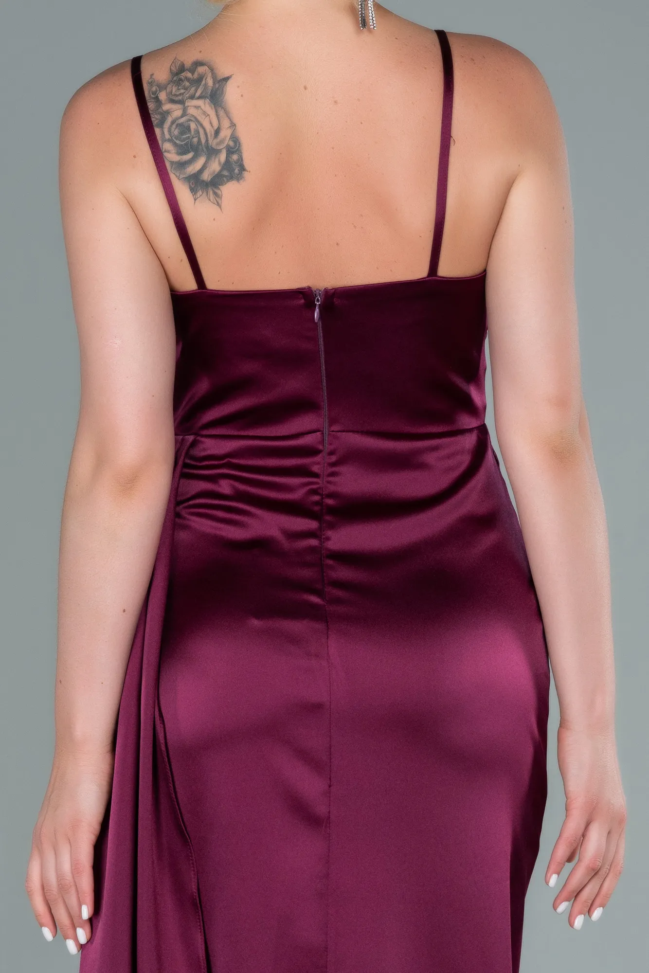 Fuchsia-Long Satin Evening Dress ABU2477