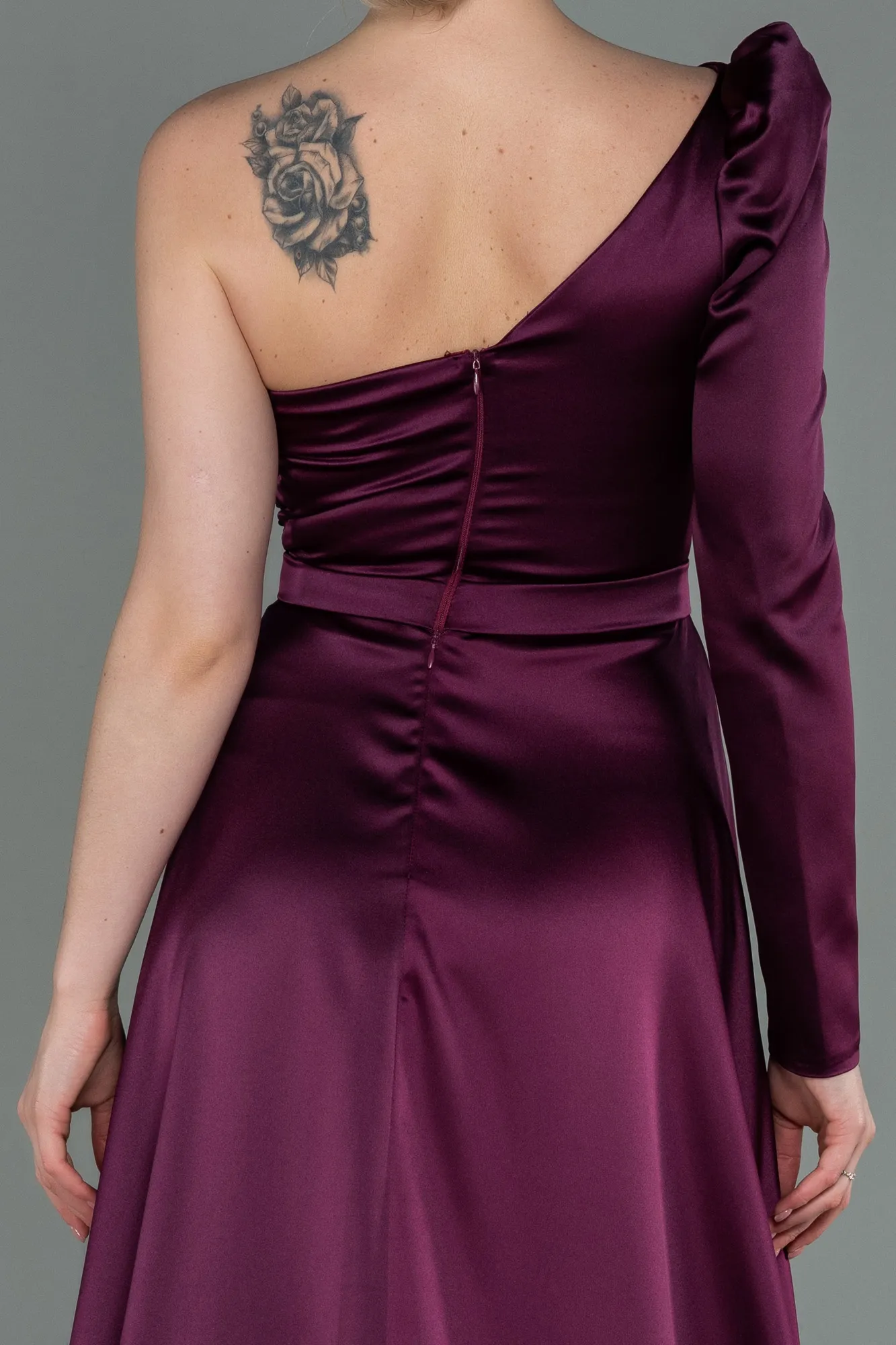 Fuchsia-Long Satin Evening Dress ABU2610