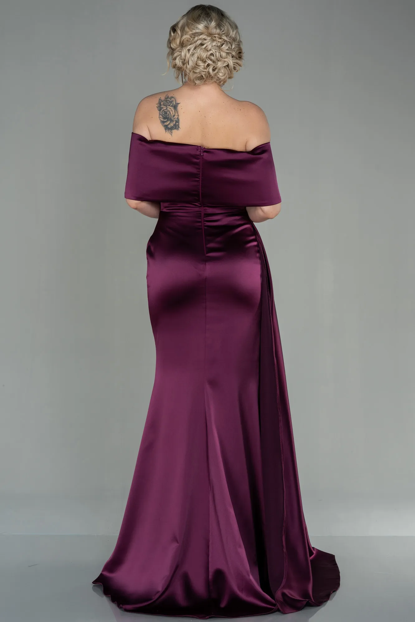 Fuchsia-Long Satin Evening Dress ABU2893