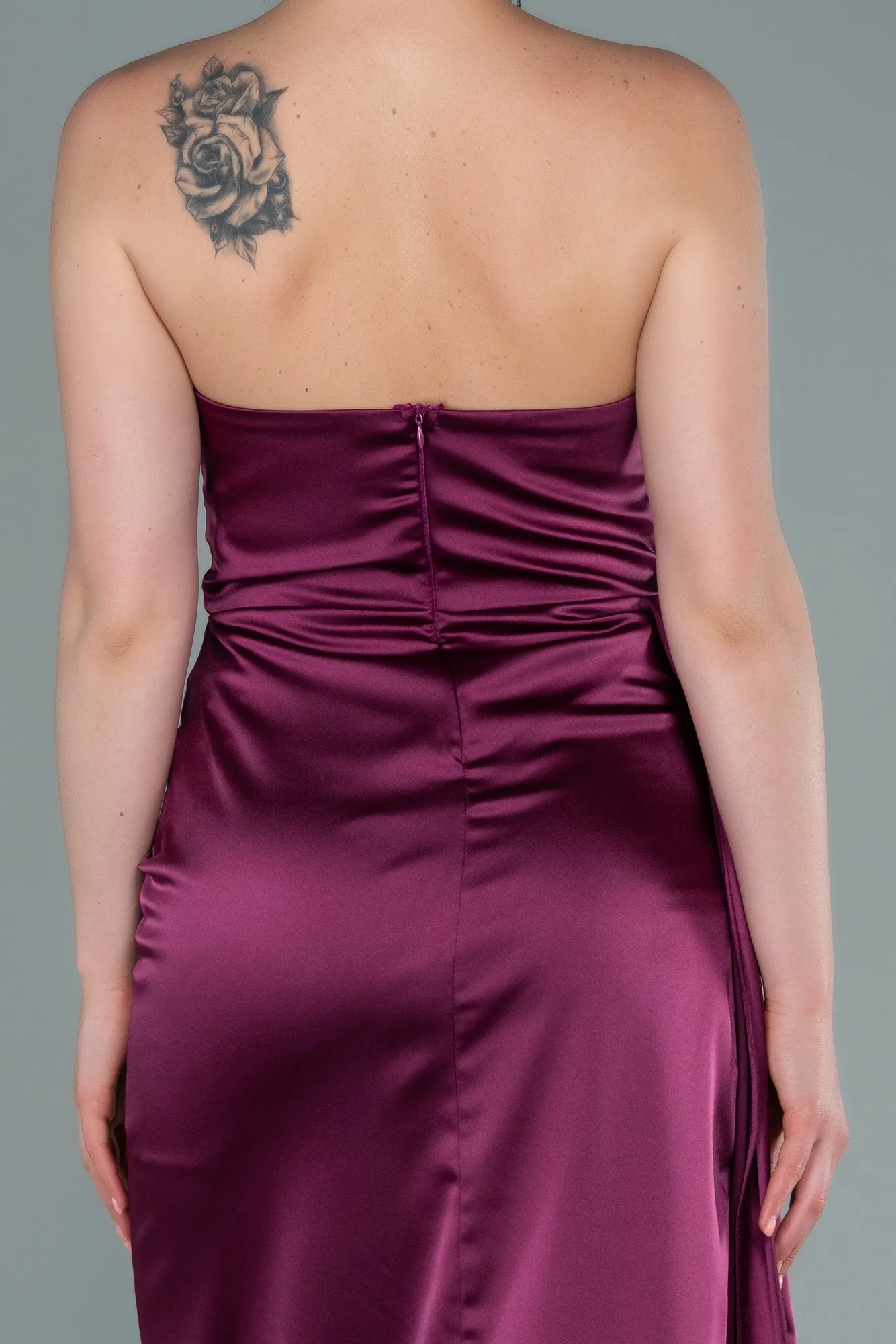 Fuchsia-Long Satin Prom Gown ABU2340