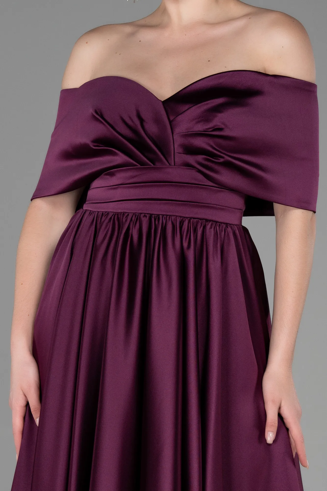 Fuchsia-Midi Satin Night Dress ABK1846