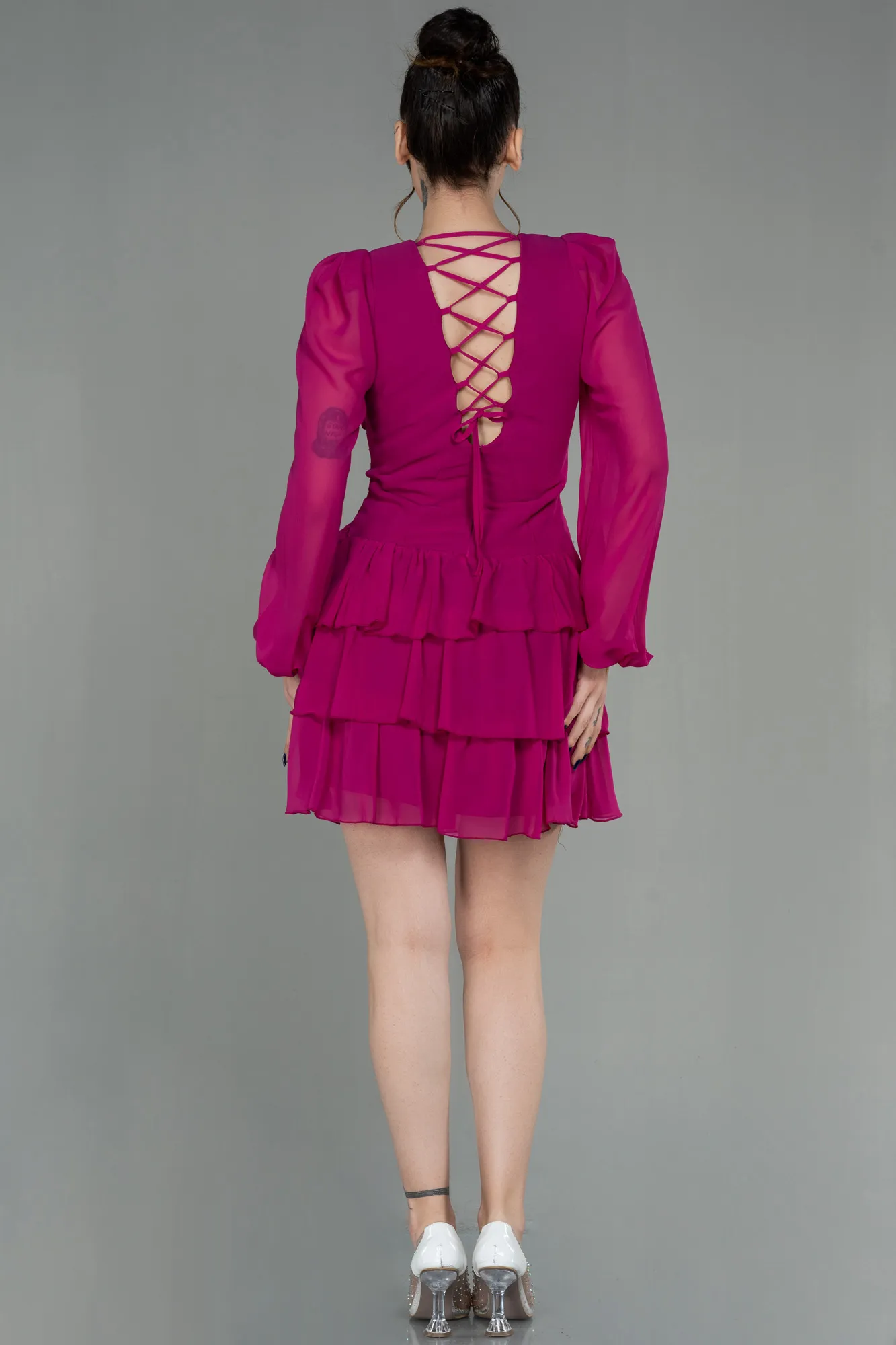 Fuchsia-Mini Chiffon Invitation Dress ABK1899