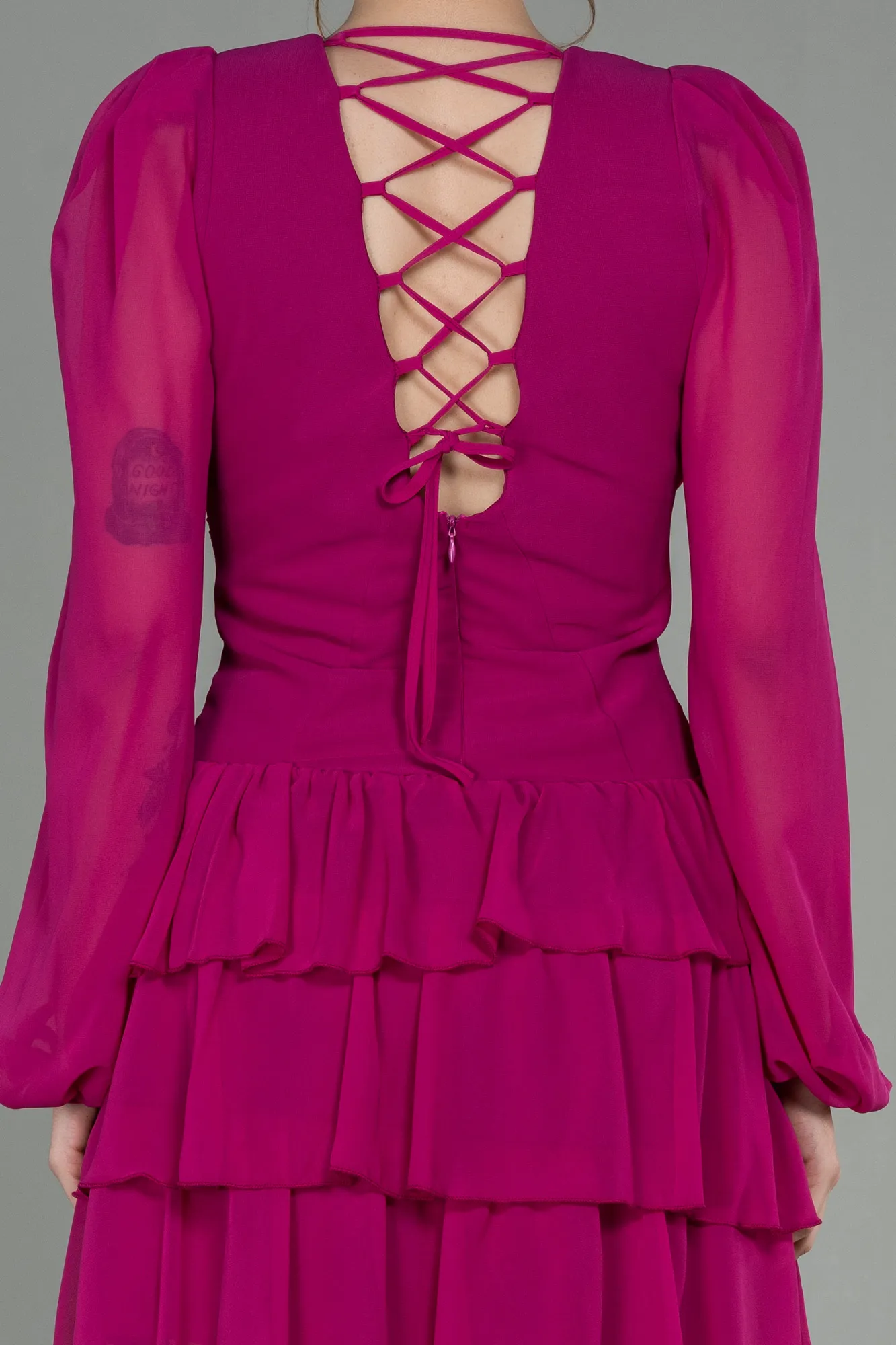 Fuchsia-Mini Chiffon Invitation Dress ABK1899