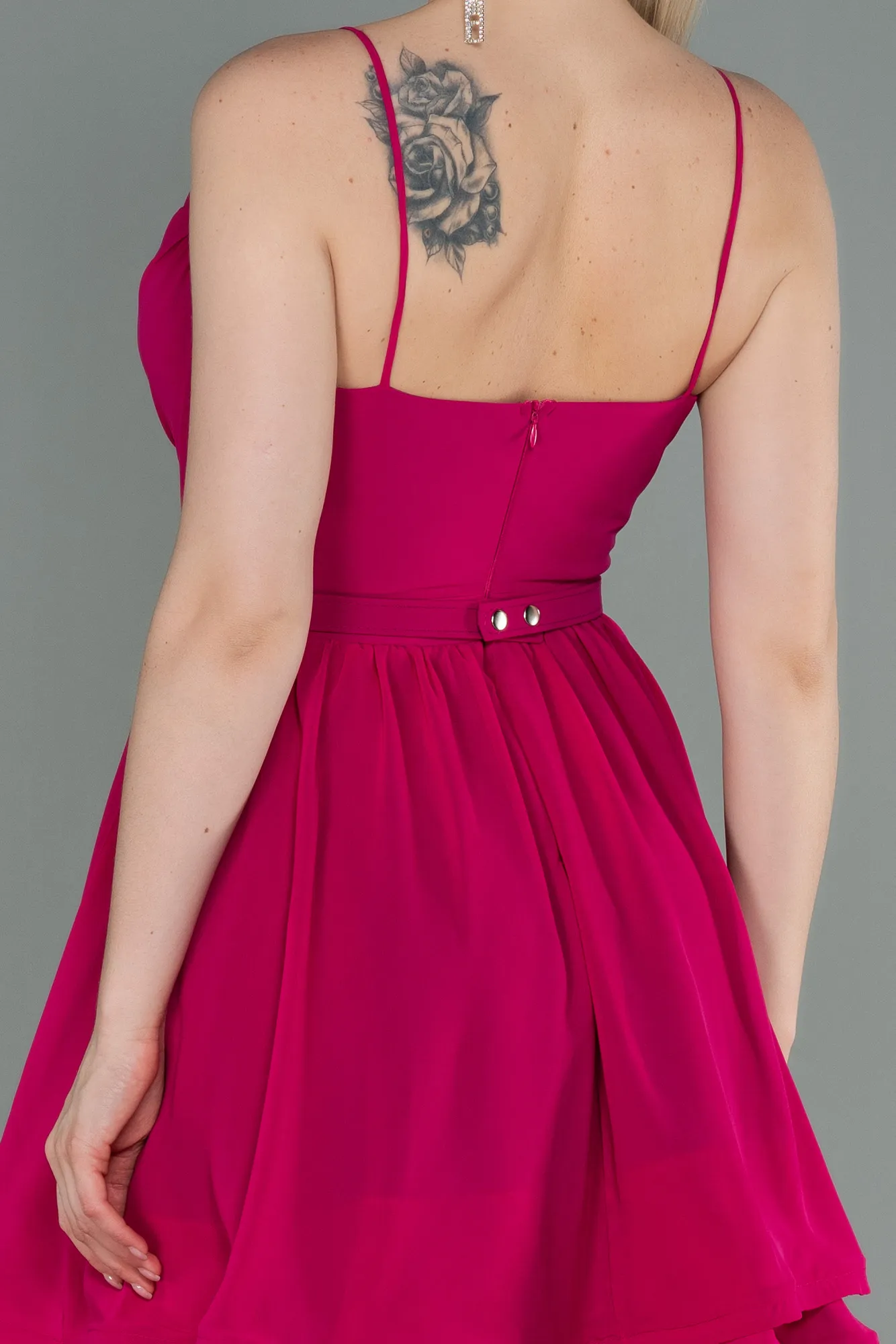 Fuchsia-Short Chiffon Evening Dress ABK1787