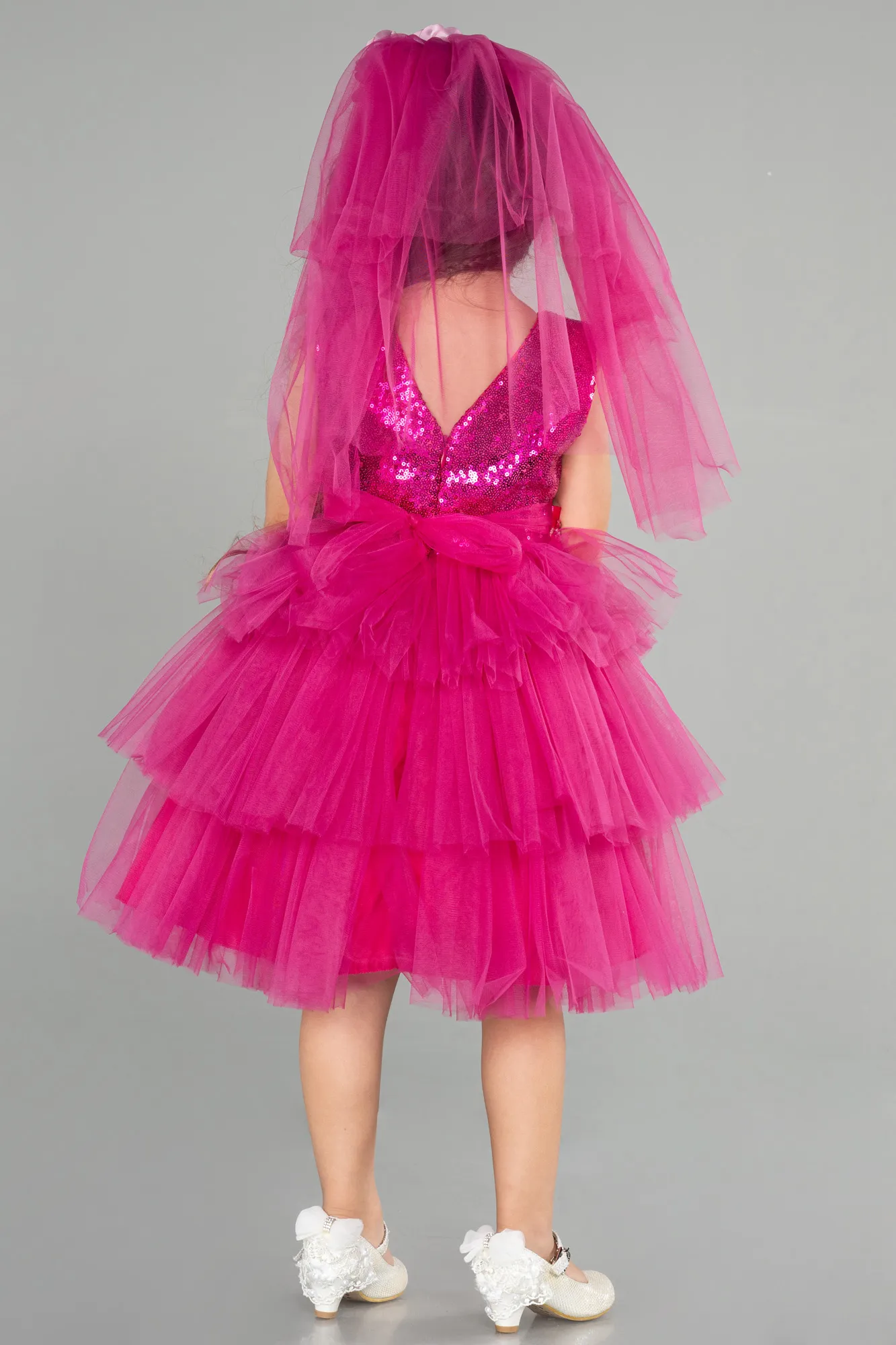 Fuchsia-Short Girl Dress ABK1190