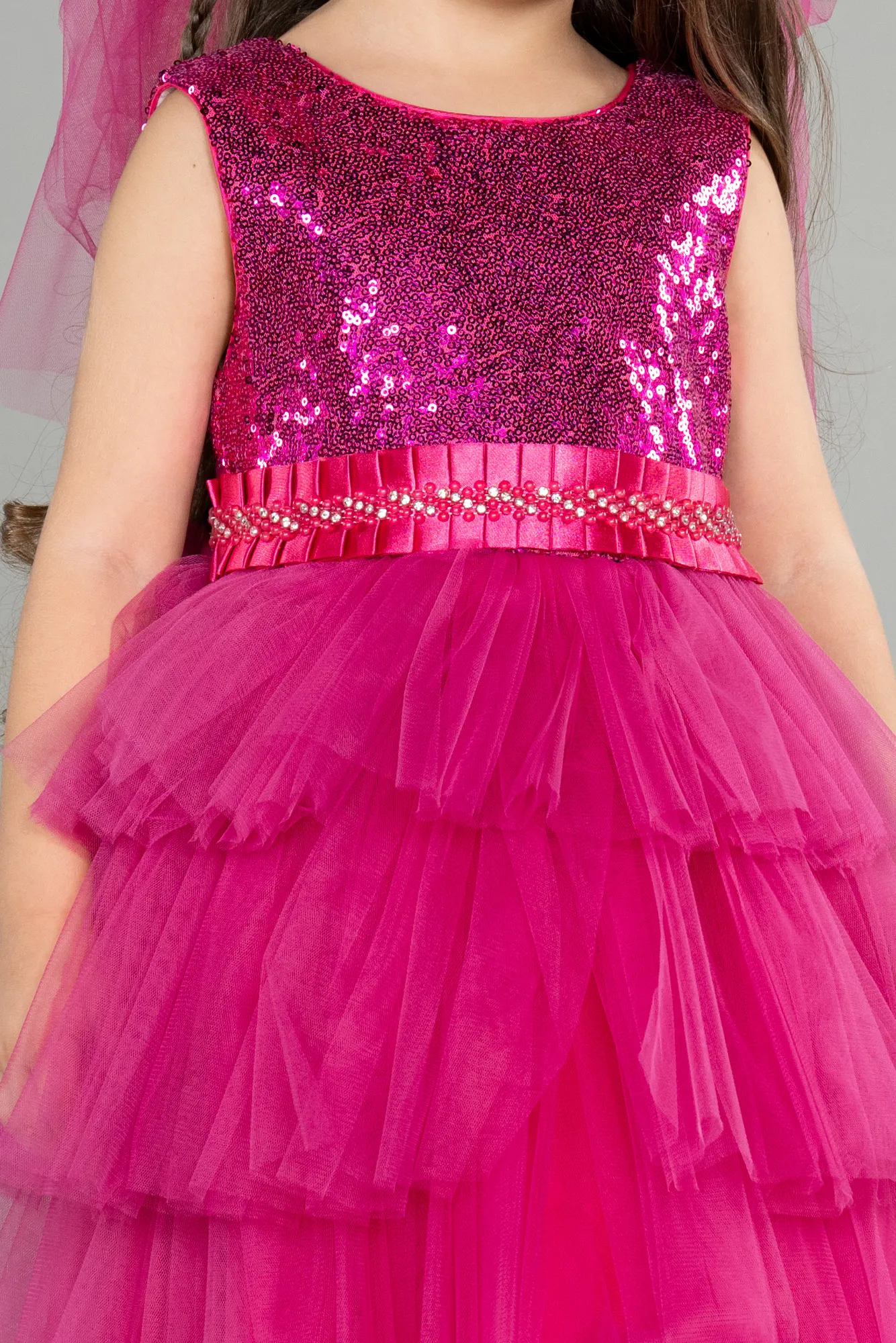 Fuchsia-Short Girl Dress ABK1190