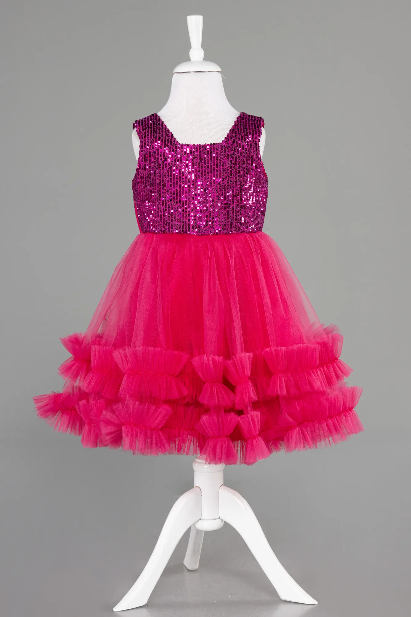 Fuchsia-Short Girl Dress ABK2066