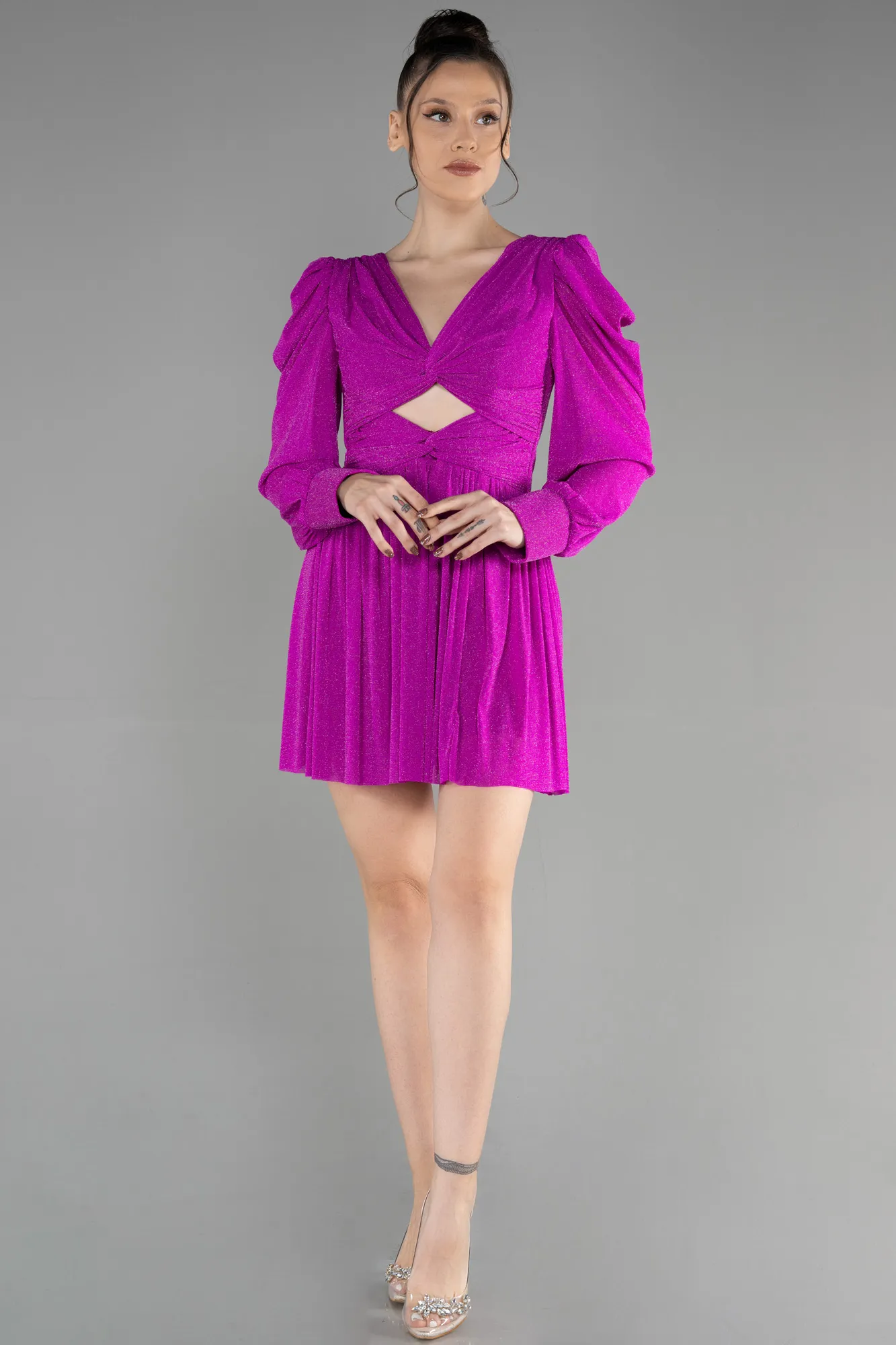 Fuchsia-Short Invitation Dress ABK1839