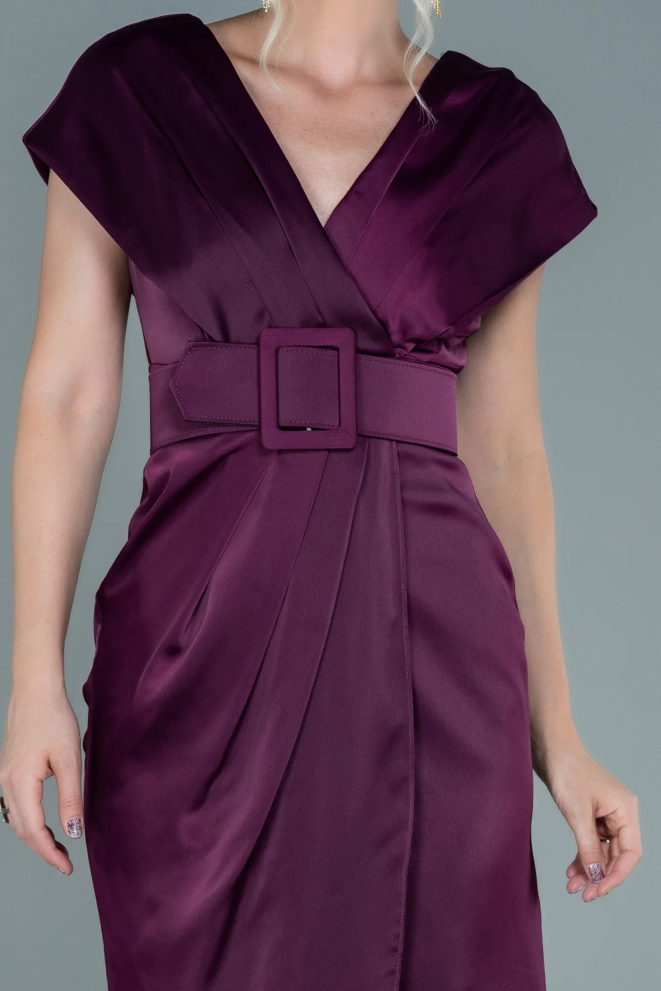Fuchsia-Short Satin Invitation Dress ABK1107