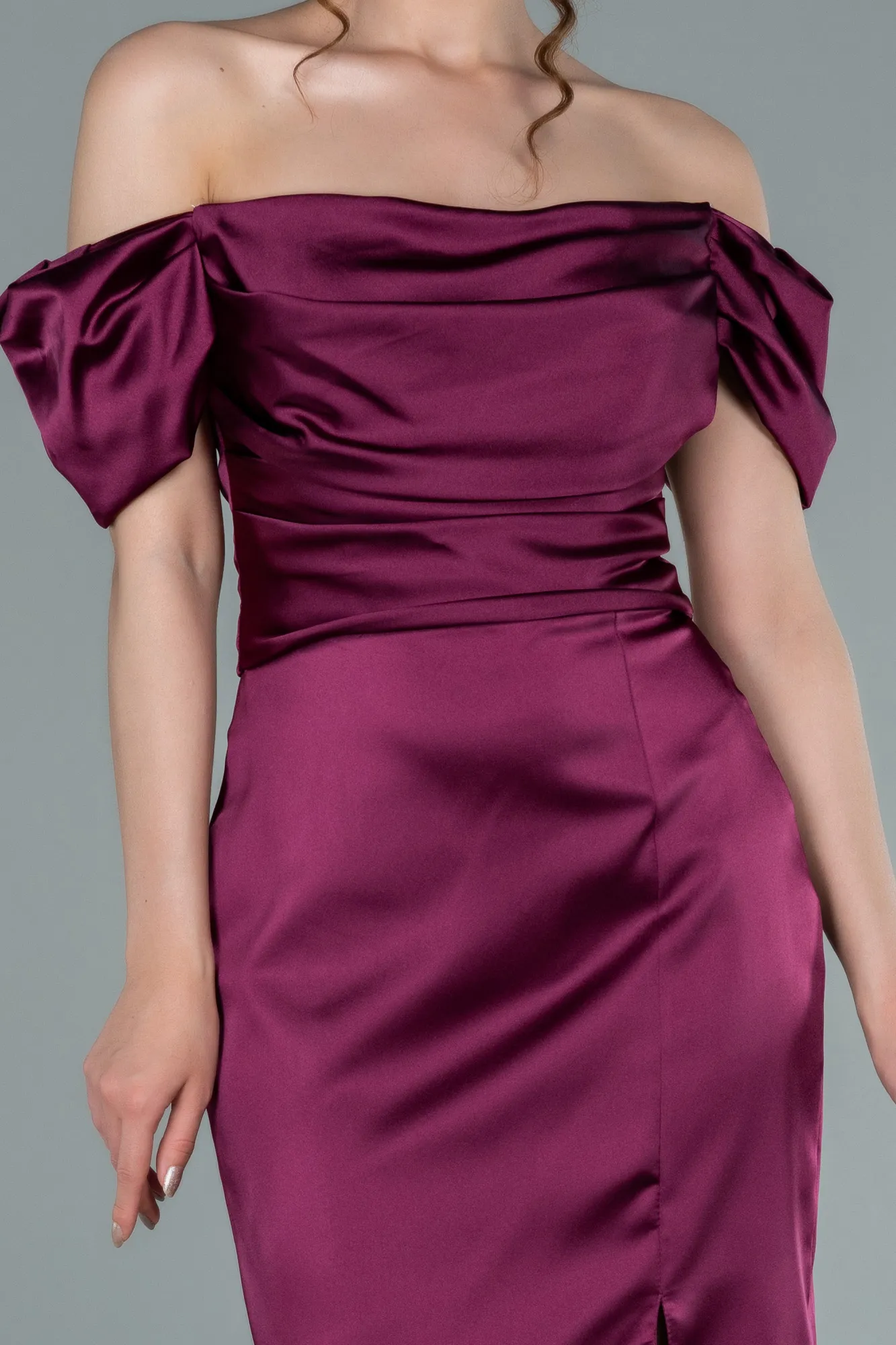 Fuchsia-Short Satin Invitation Dress ABK1394