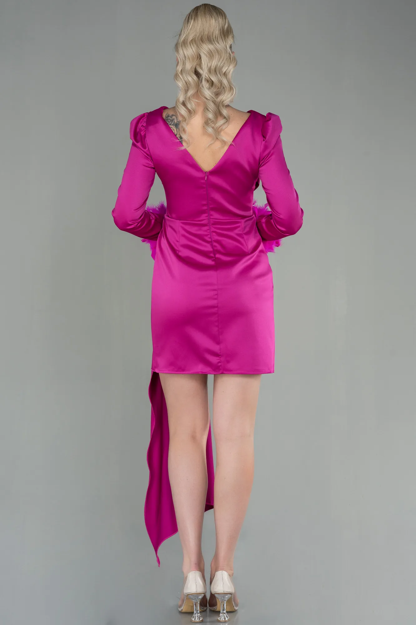 Fuchsia-Short Satin Invitation Dress ABU2902