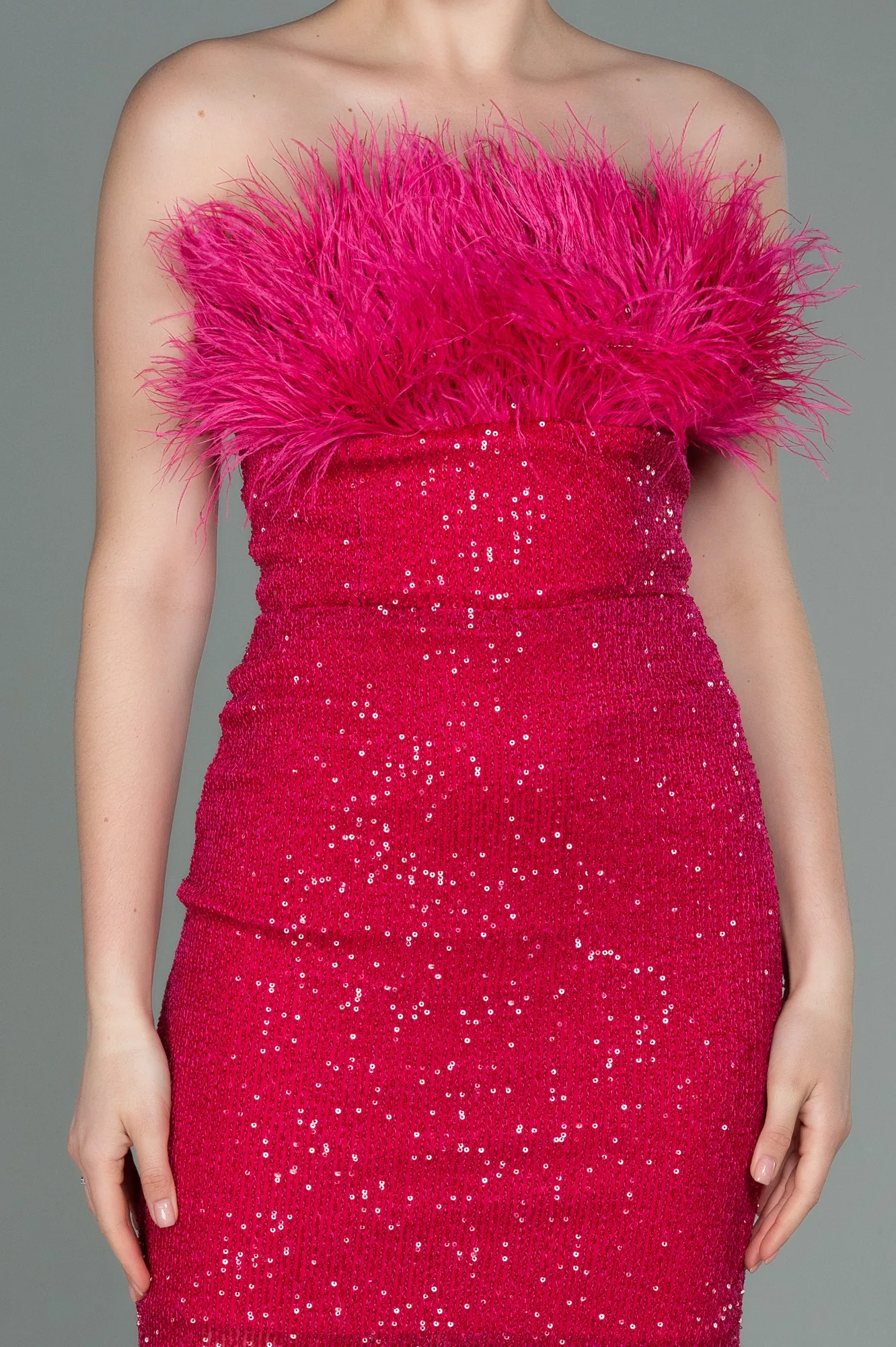 Fuchsia-Short Scaly Invitation Dress ABK1809