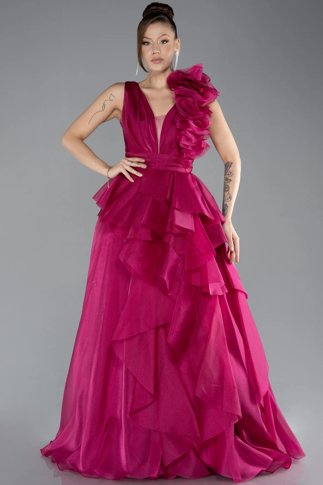 Fuchsia-Sleeveless Long Prom Dress ABU4518