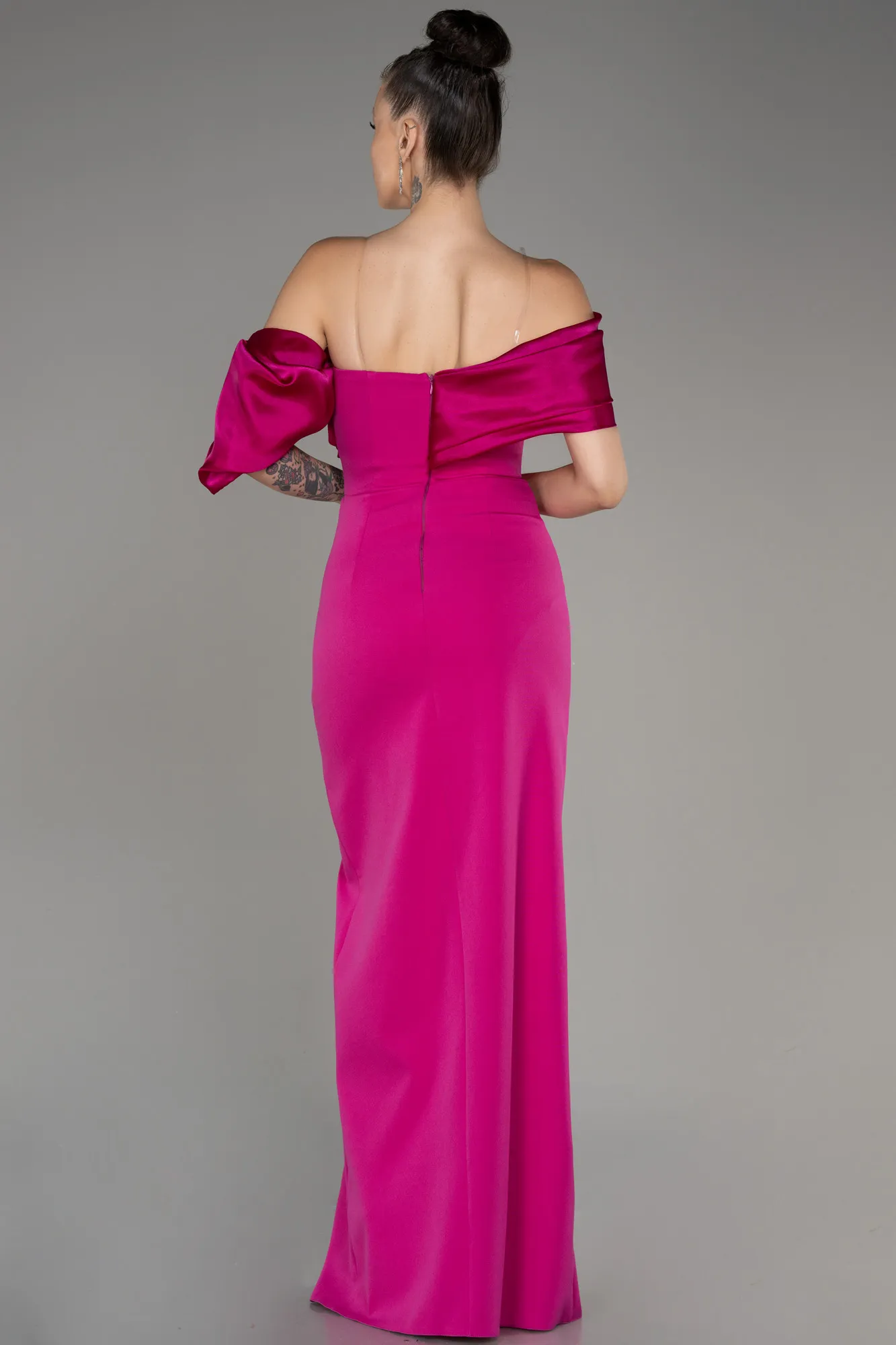 Fuchsia-Slit Long Evening Dress ABU4024