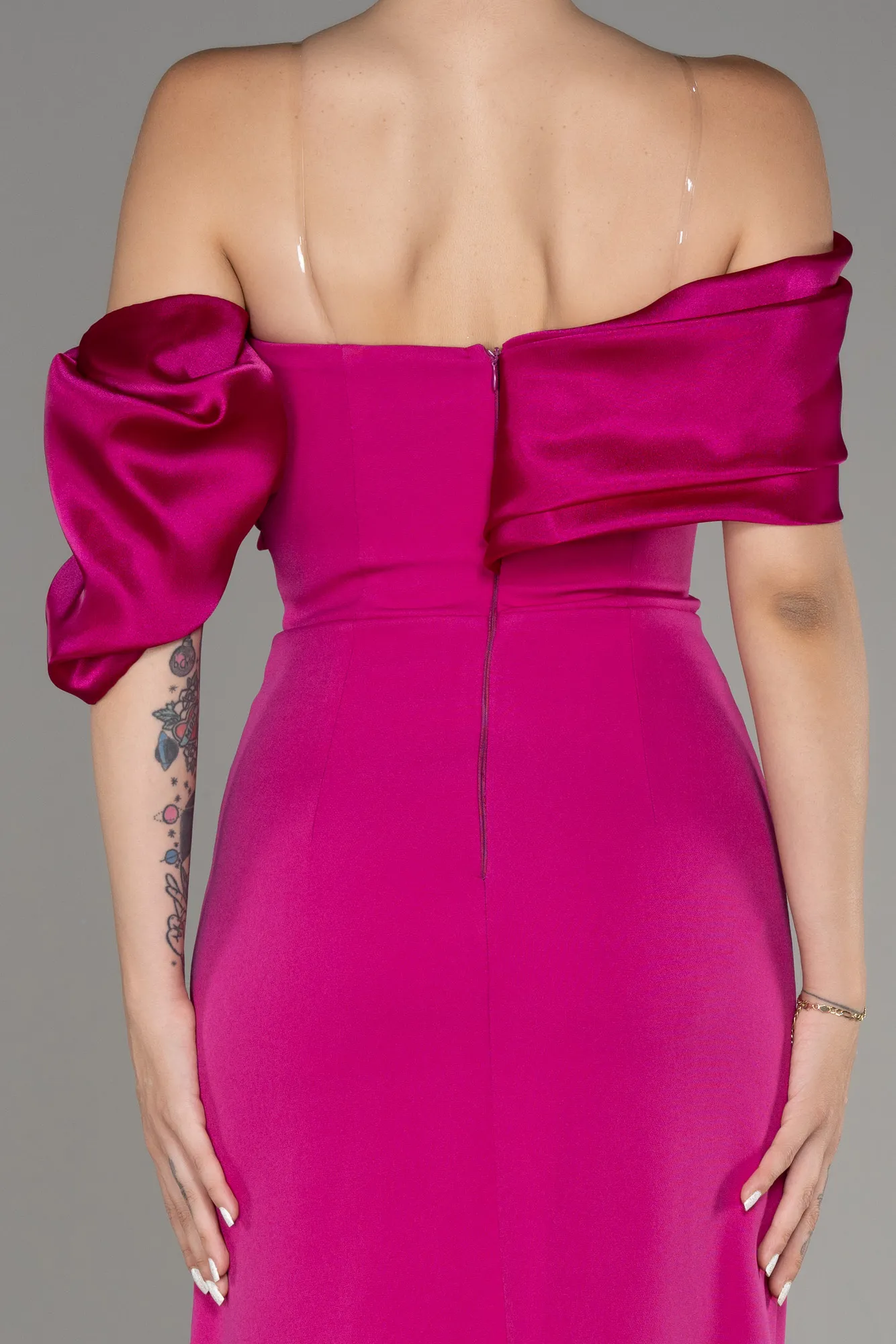 Fuchsia-Slit Long Evening Dress ABU4024