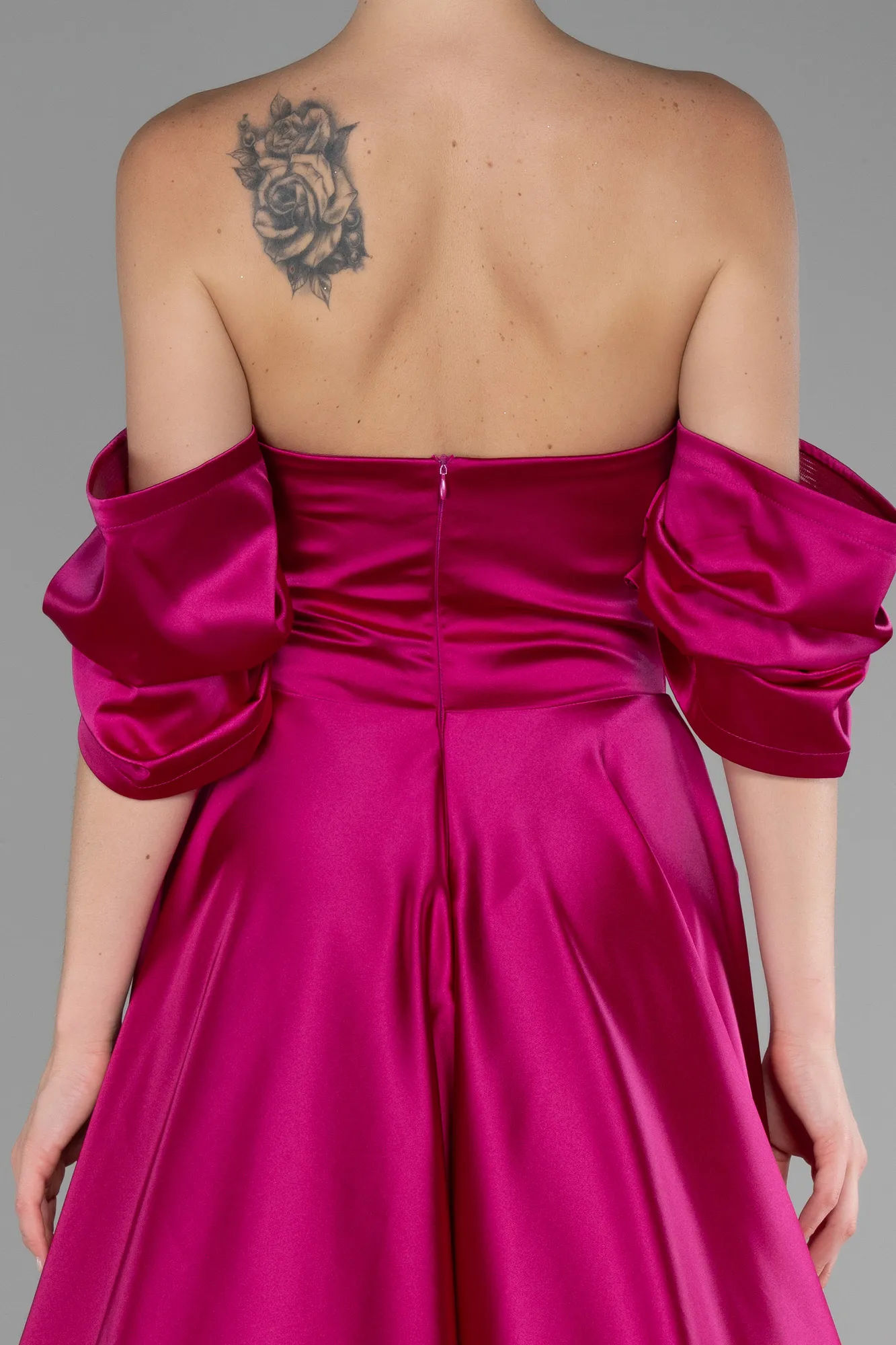 Fuchsia-Strapless Long Satin Prom Gown ABU4132