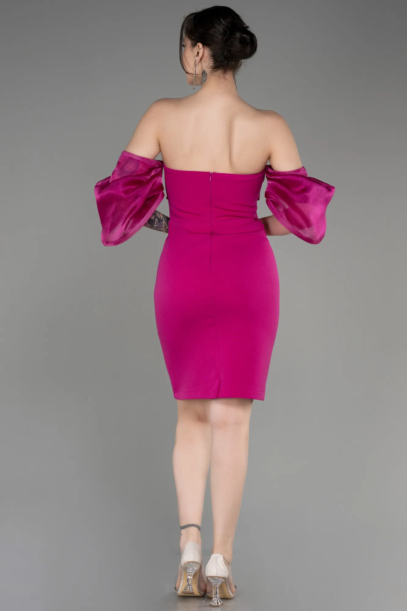 Fuchsia-Strapless Short After Party Dress ABK2047