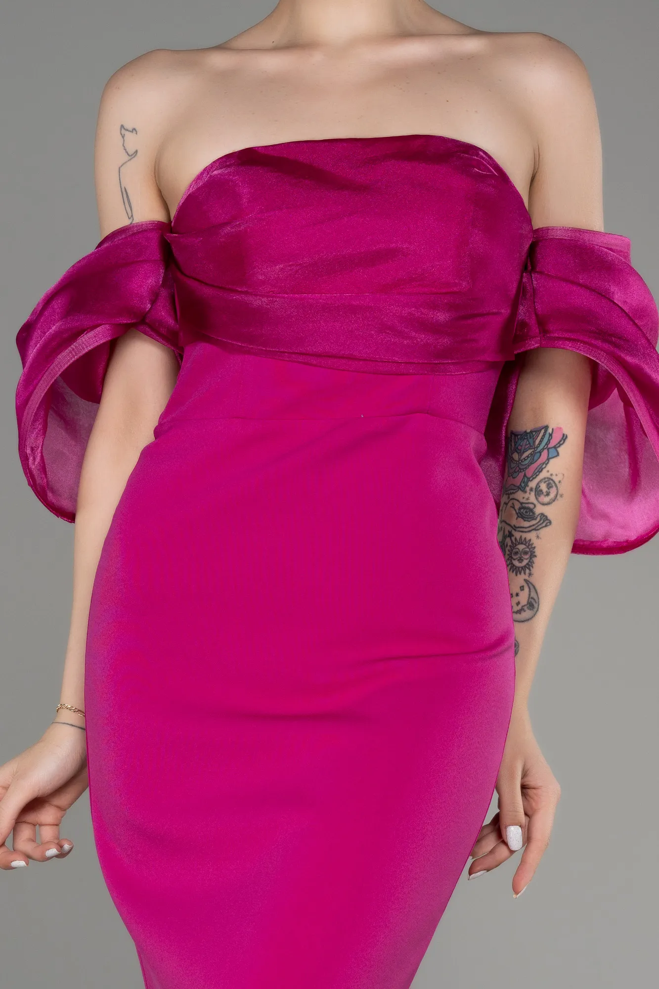 Fuchsia-Strapless Short After Party Dress ABK2047