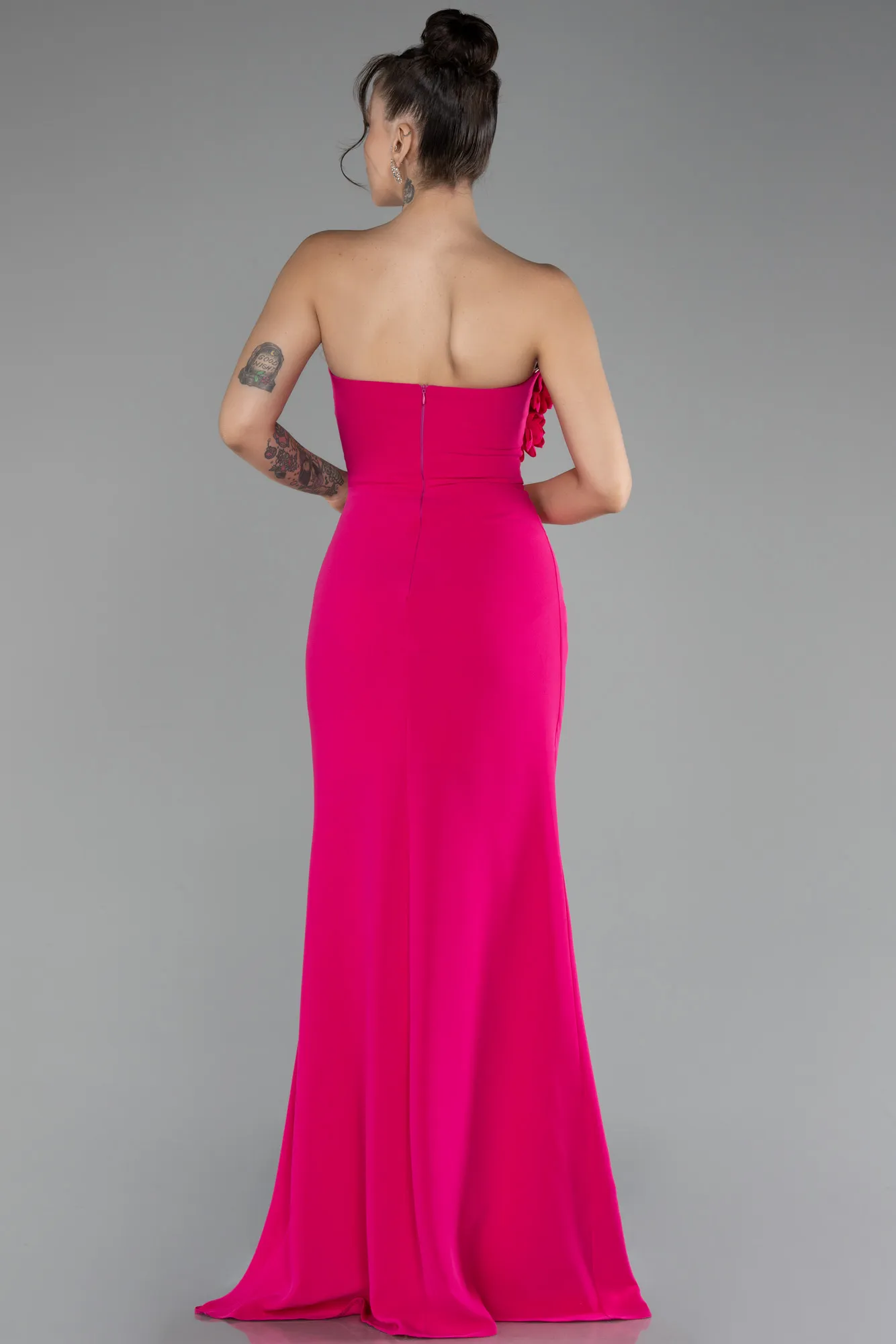 Fuchsia-Strapless Slit Long Prom Gown ABU4213