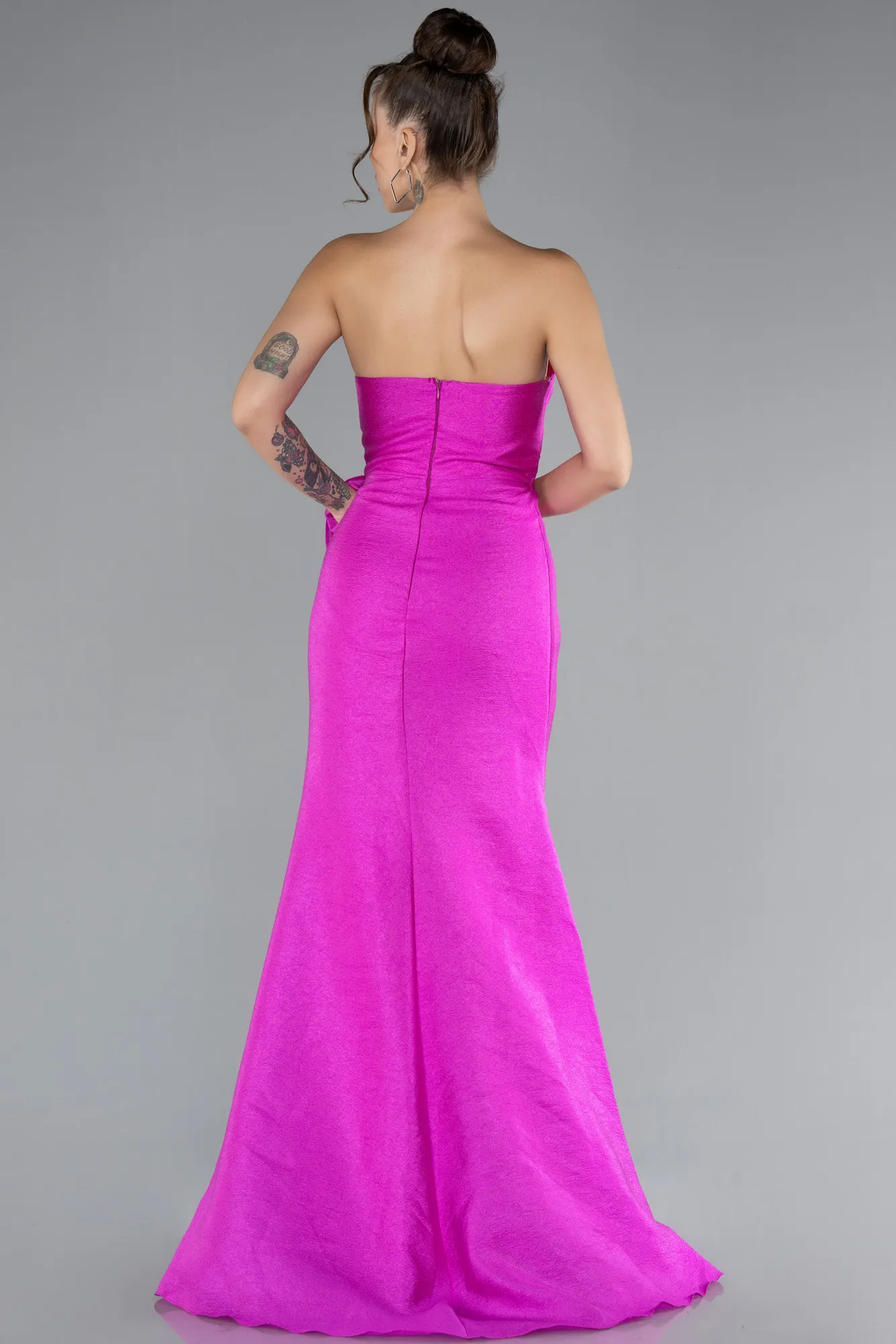 Fuchsia-Strapless Slit Long Prom Gown ABU4247