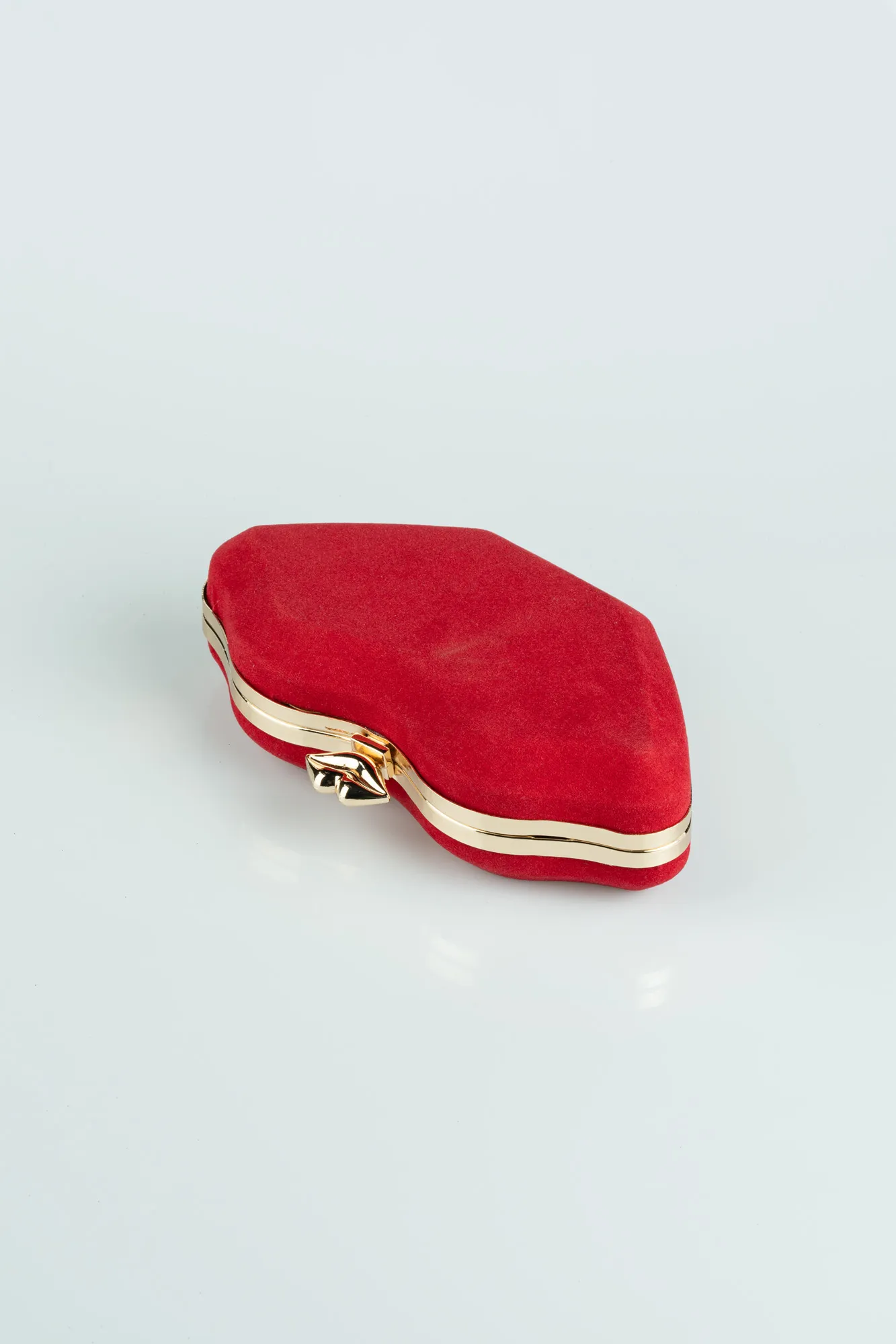 Gold-Red-Suede Box Bag SH816