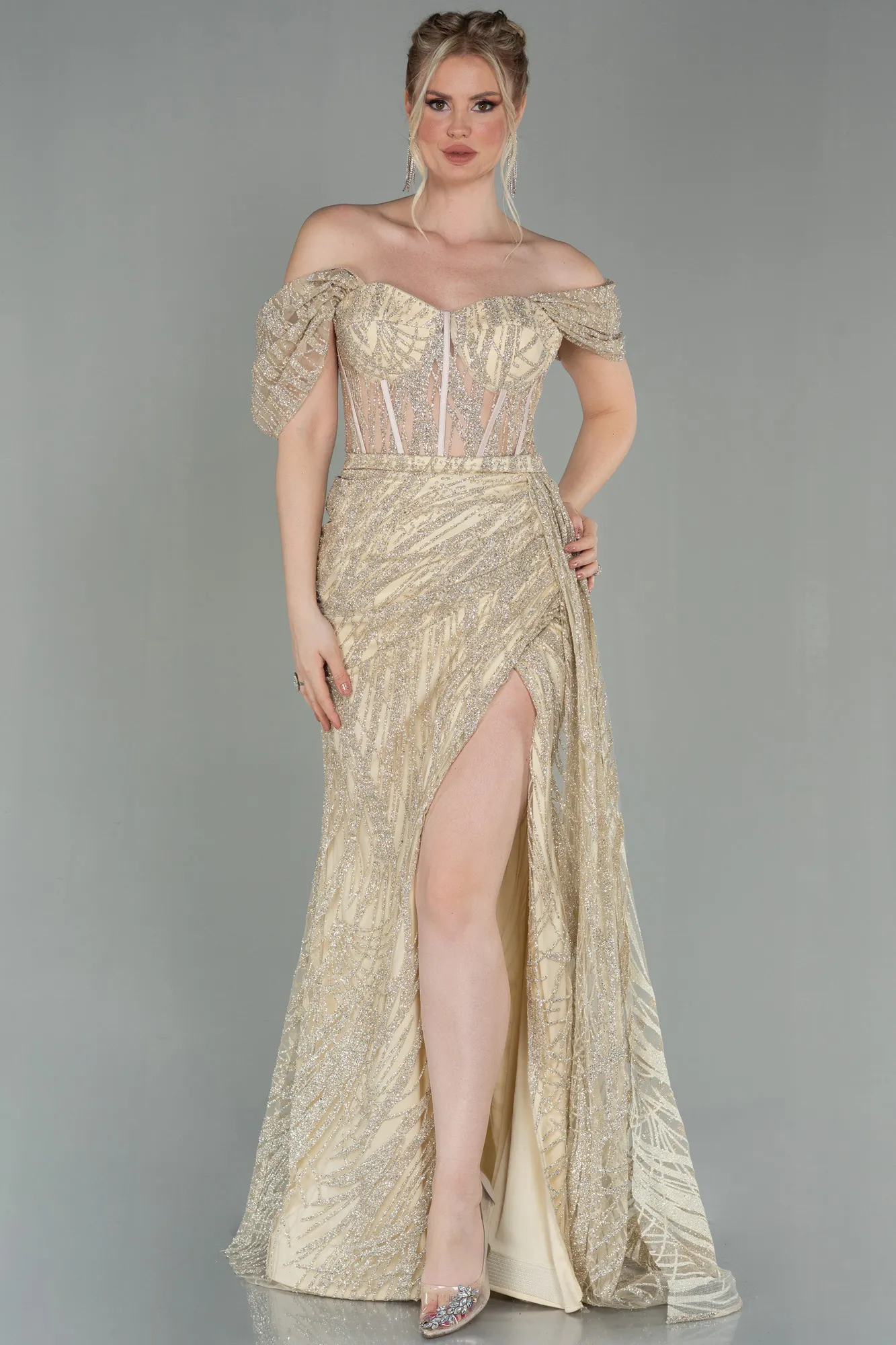 Gold-Long Evening Dress ABU2706
