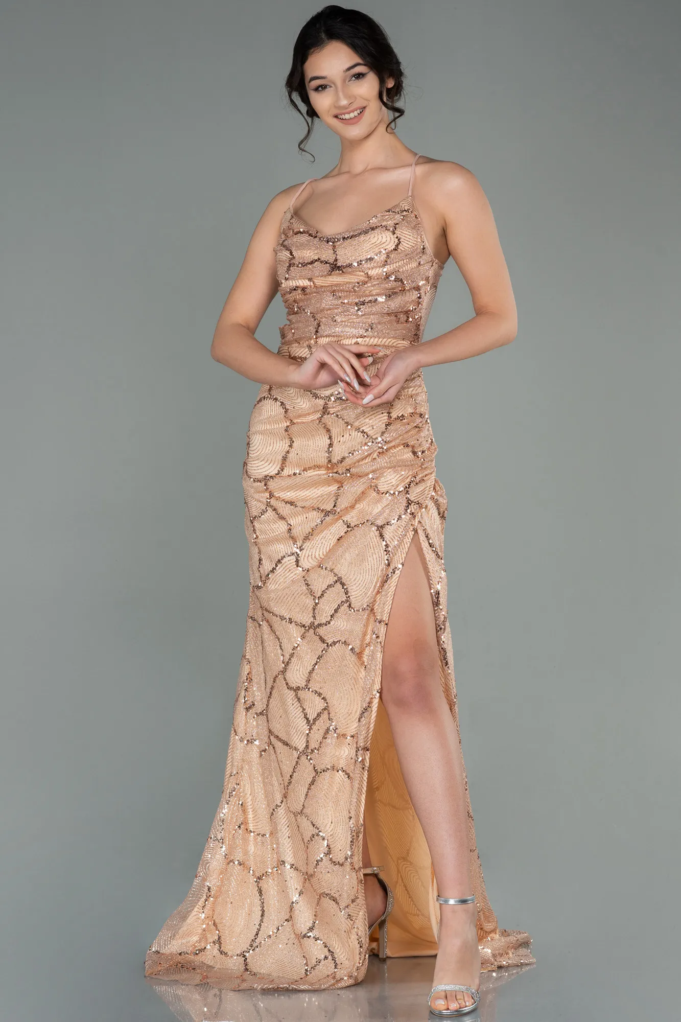Gold-Long Evening Dress ABU2803