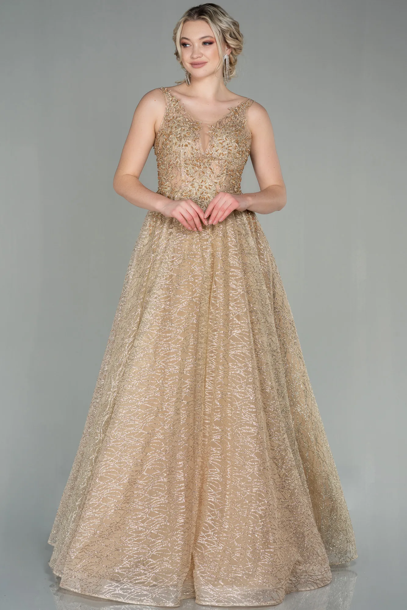Gold-Long Evening Dress ABU2880