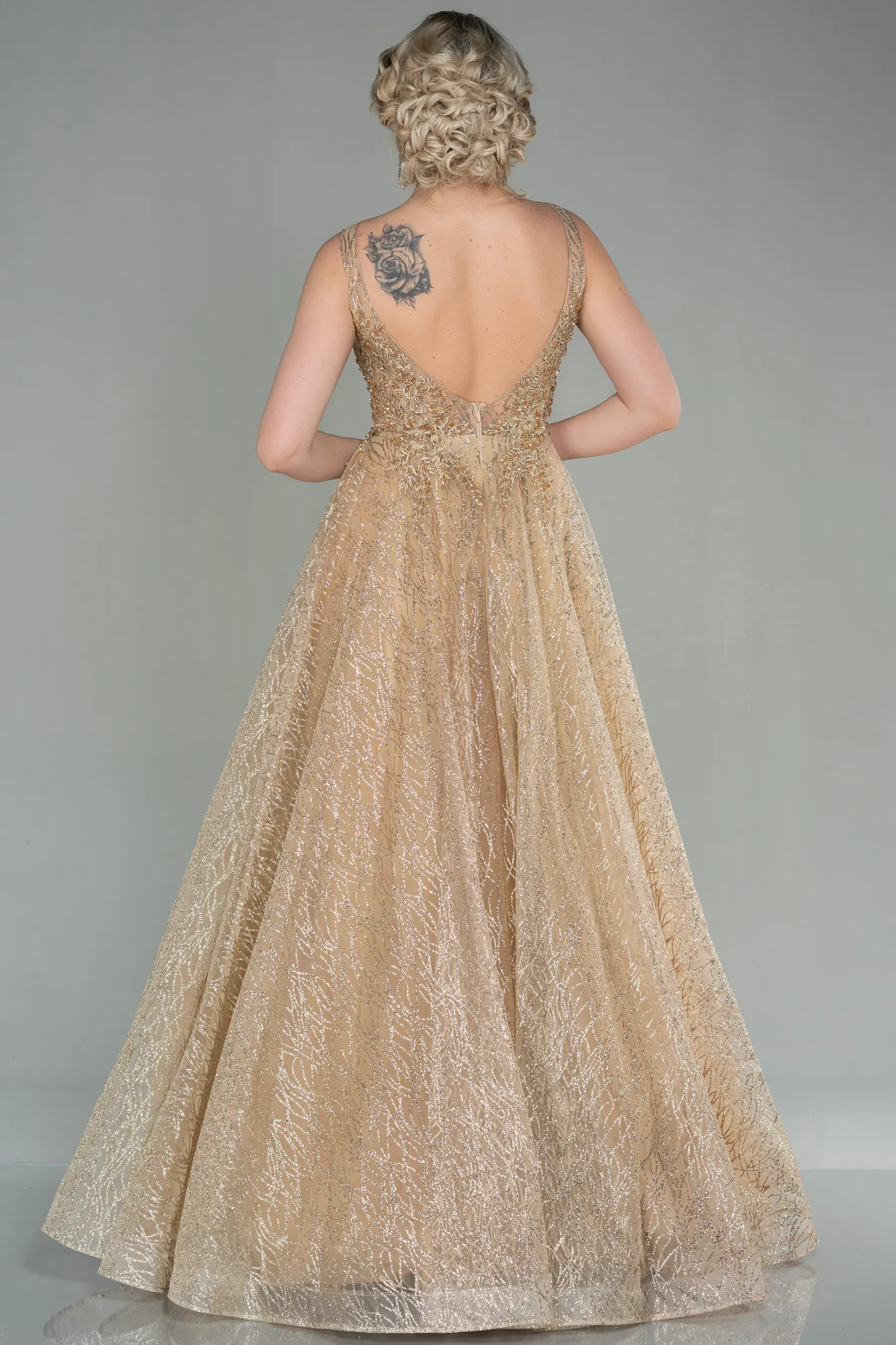 Gold-Long Evening Dress ABU2880