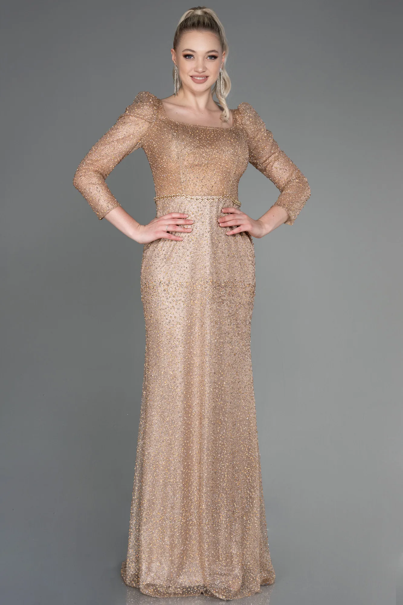 Gold-Long Evening Dress ABU2996