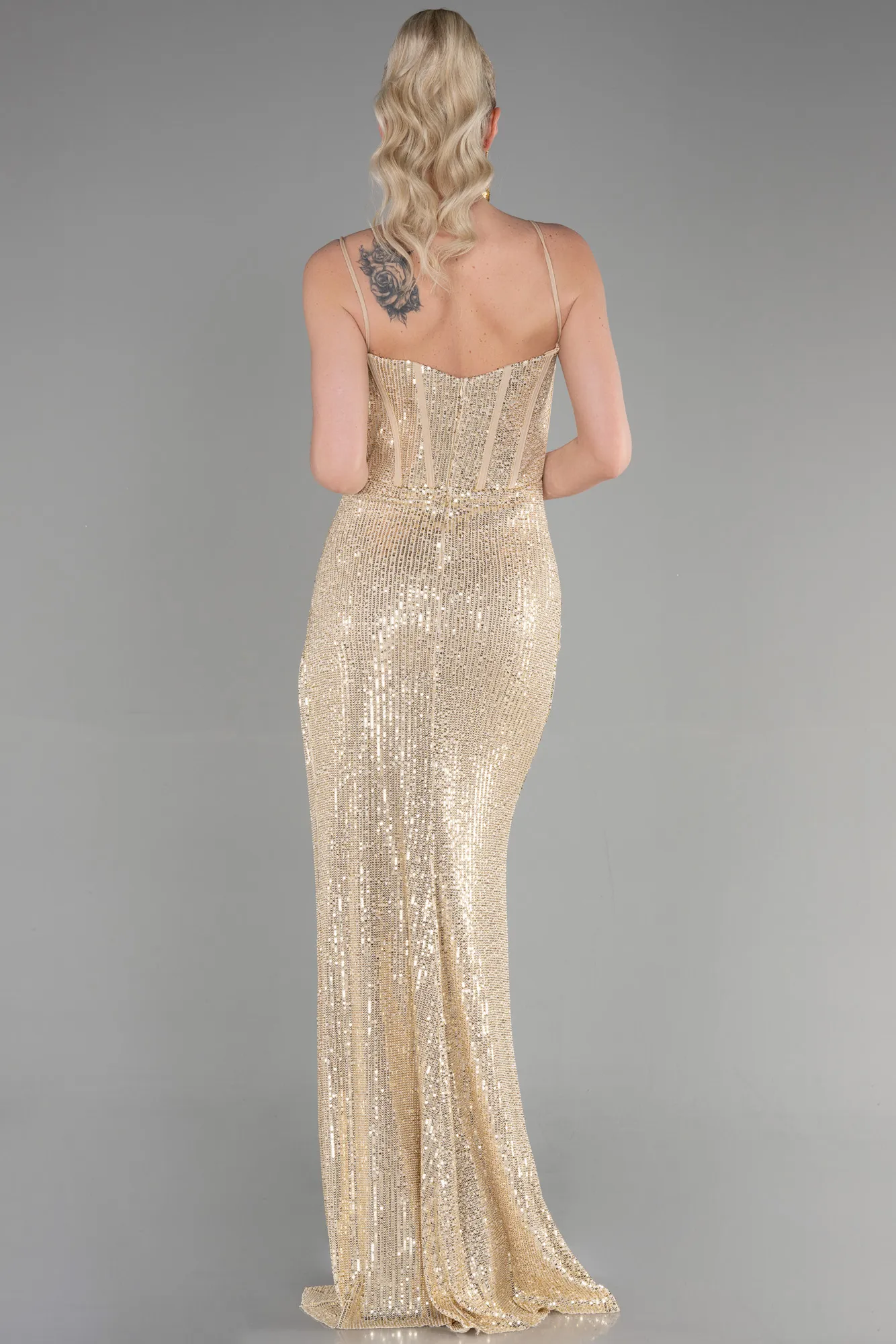 Gold-Long Evening Dress ABU3630