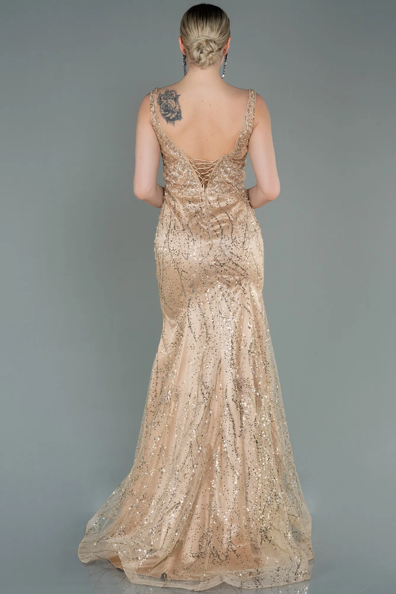 Gold-Long Mermaid Evening Dress ABU2988