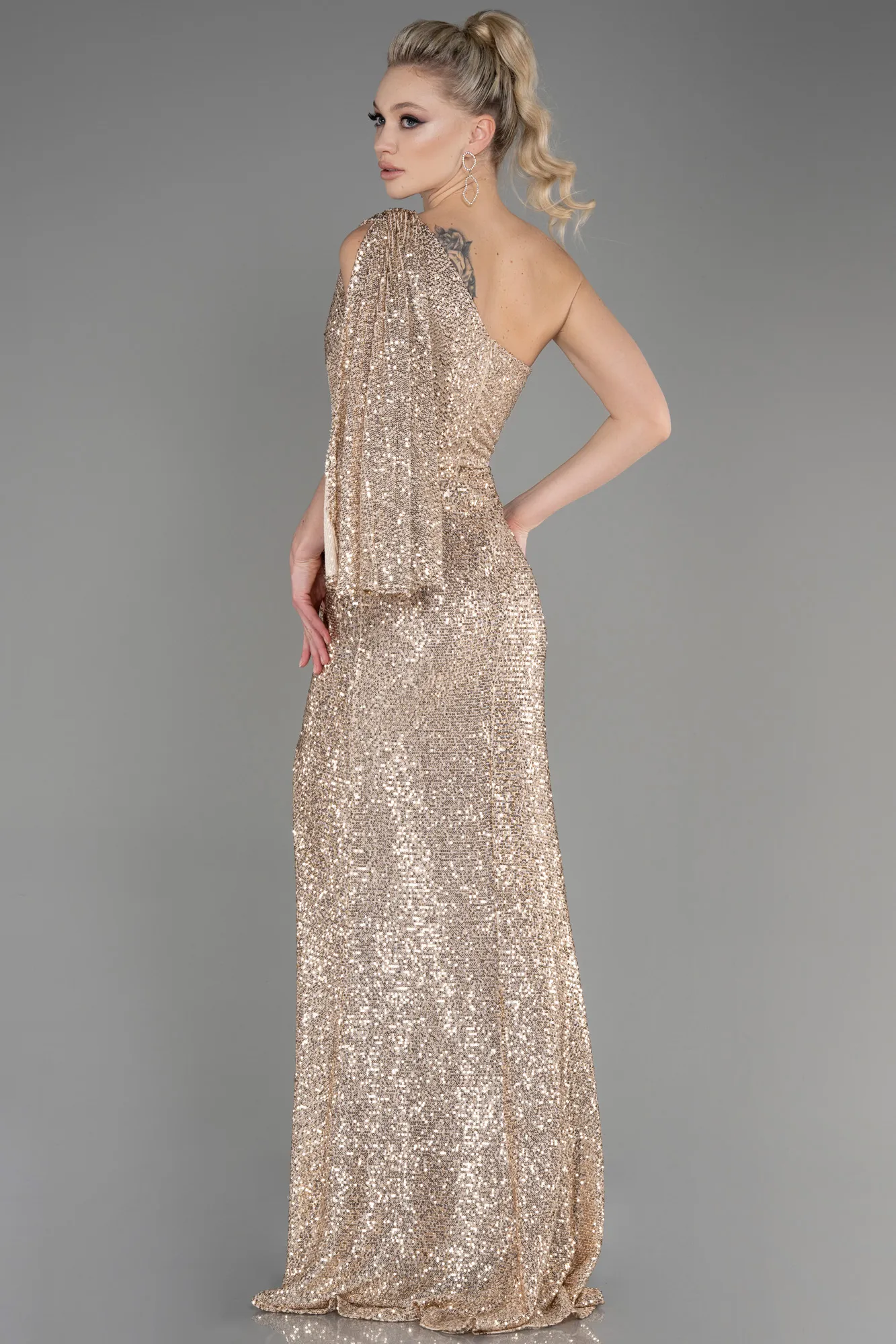 Gold-Long Mermaid Evening Gown ABU3667