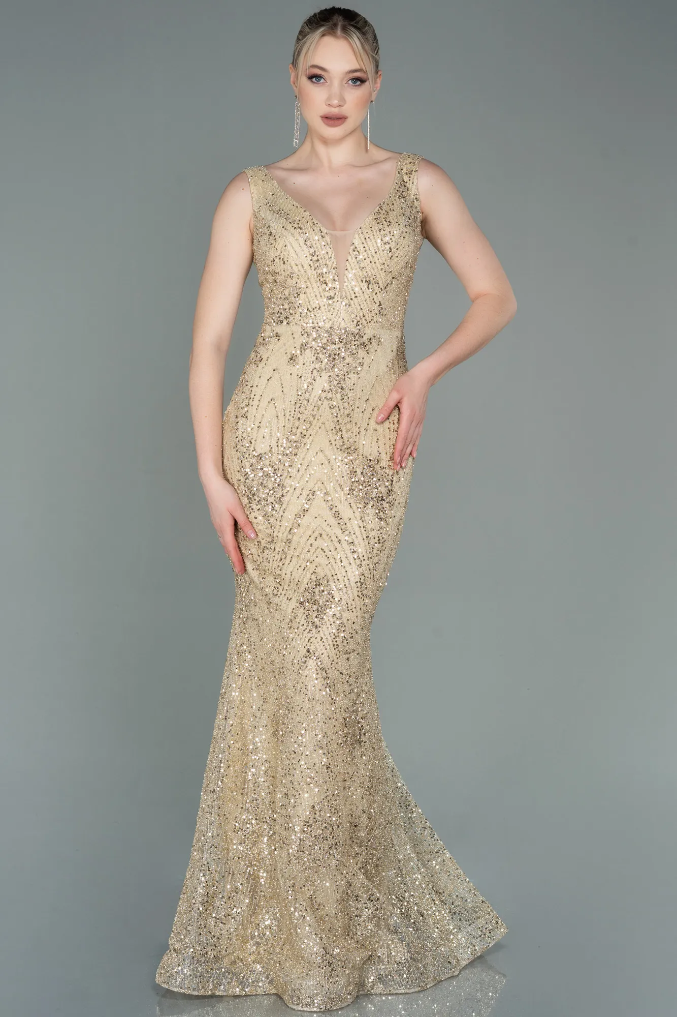 Gold-Long Mermaid Prom Dress ABU3178